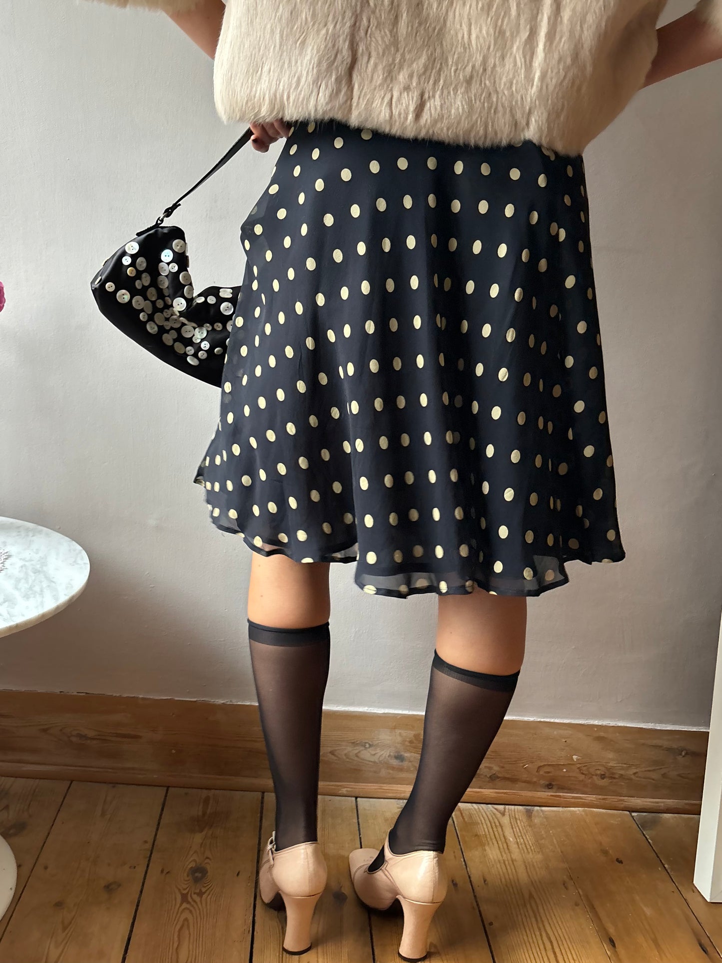 Max Mara Navy Polka Dot Skirt