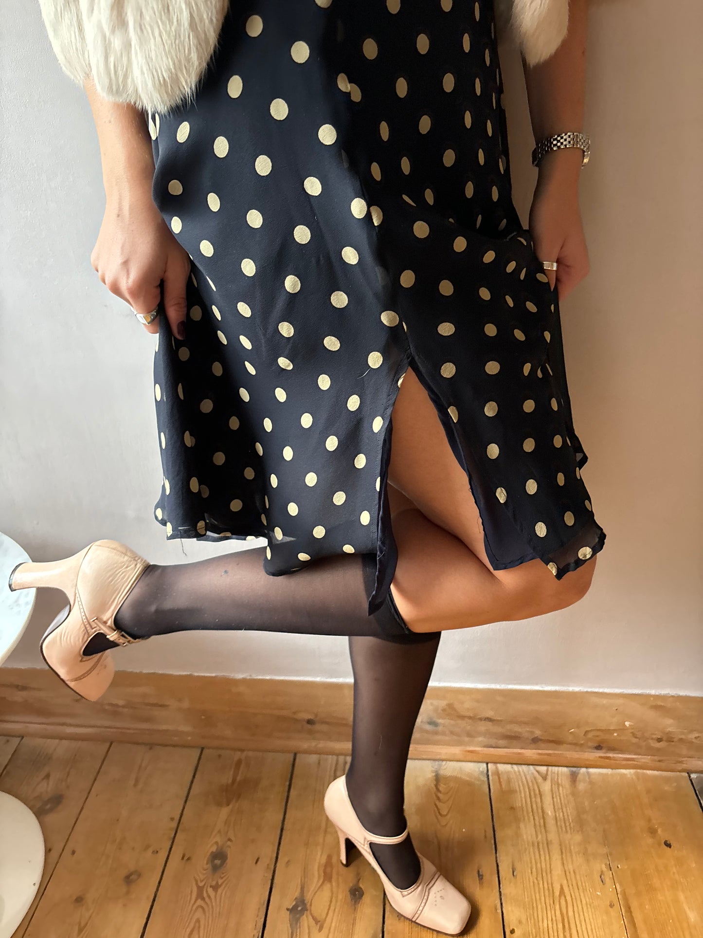 Max Mara Navy Polka Dot Skirt