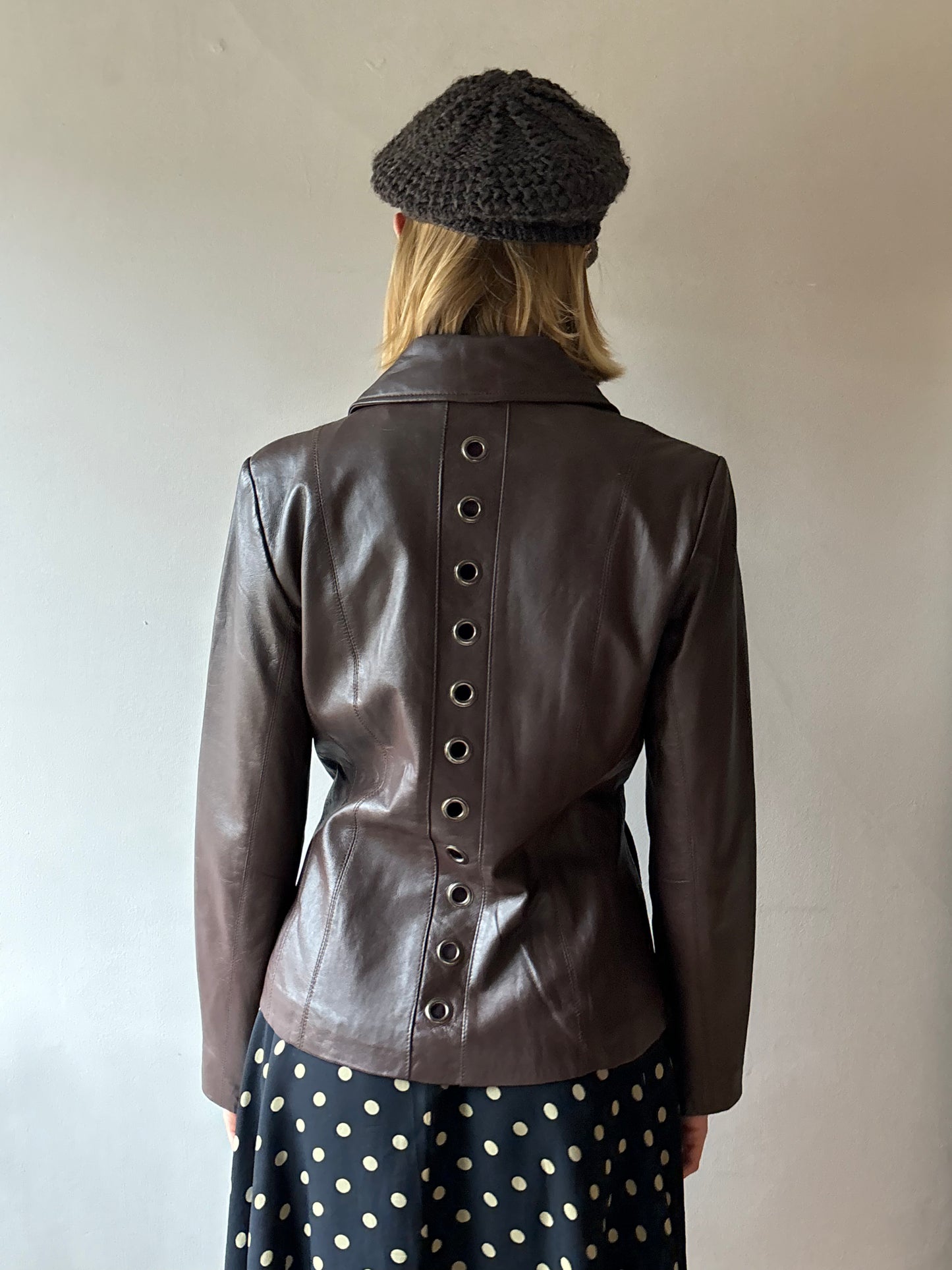 Centigrade Brown Leather Eyelet Jacket