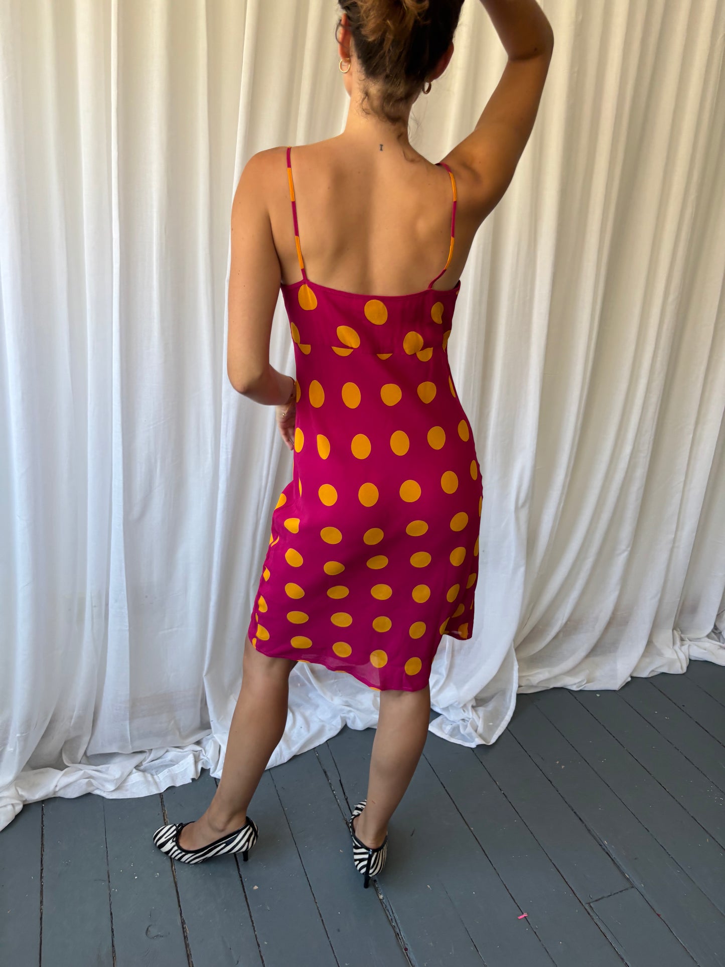 Definitions Cerise Polka Dot Dress