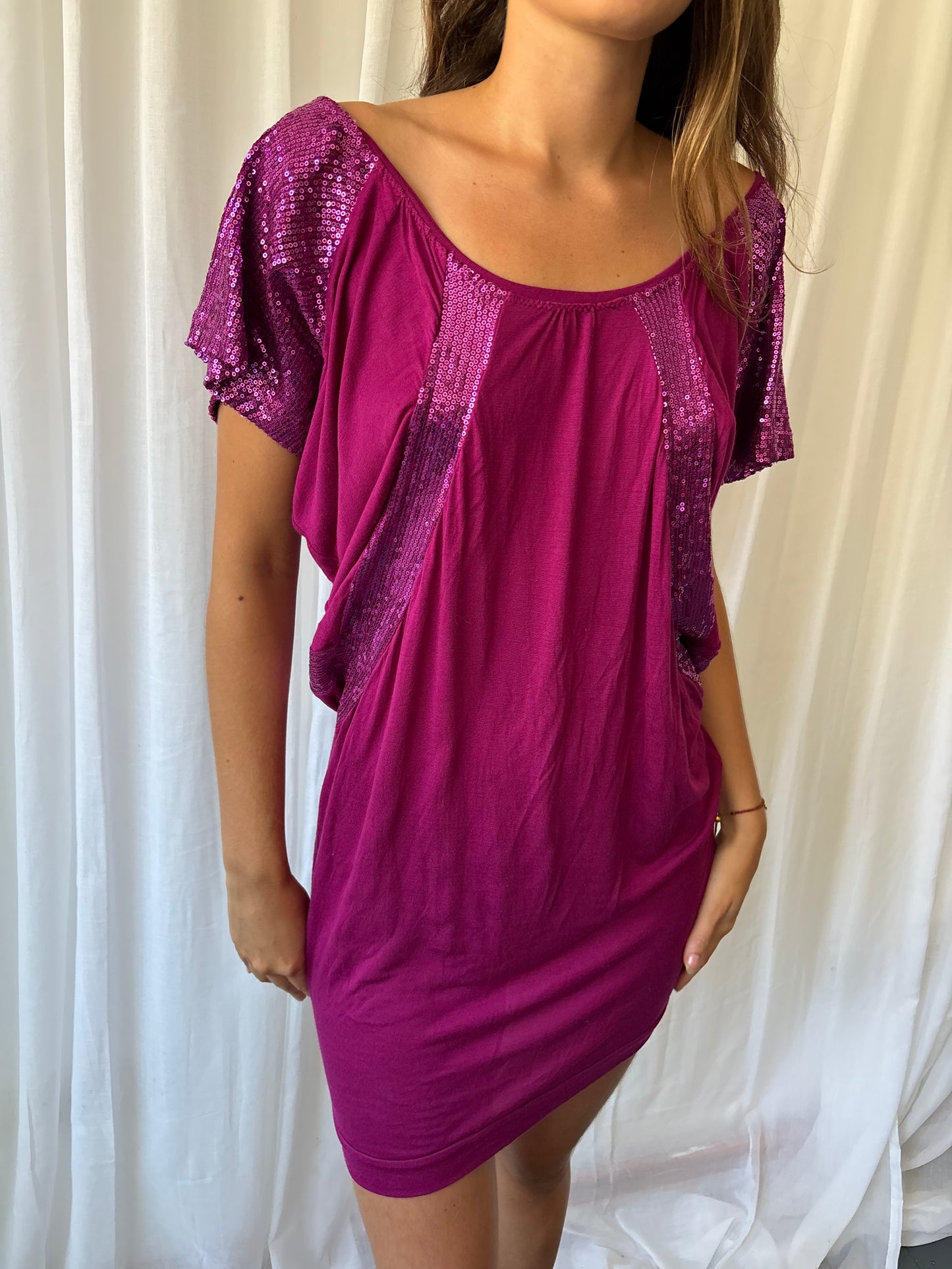 Derhy Fuchsia Batwing Dress