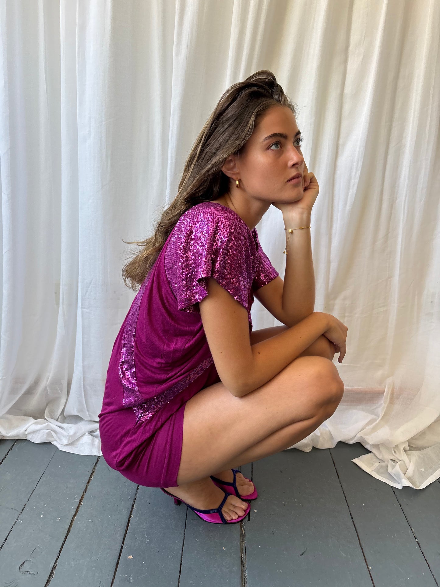 Derhy Fuchsia Batwing Dress