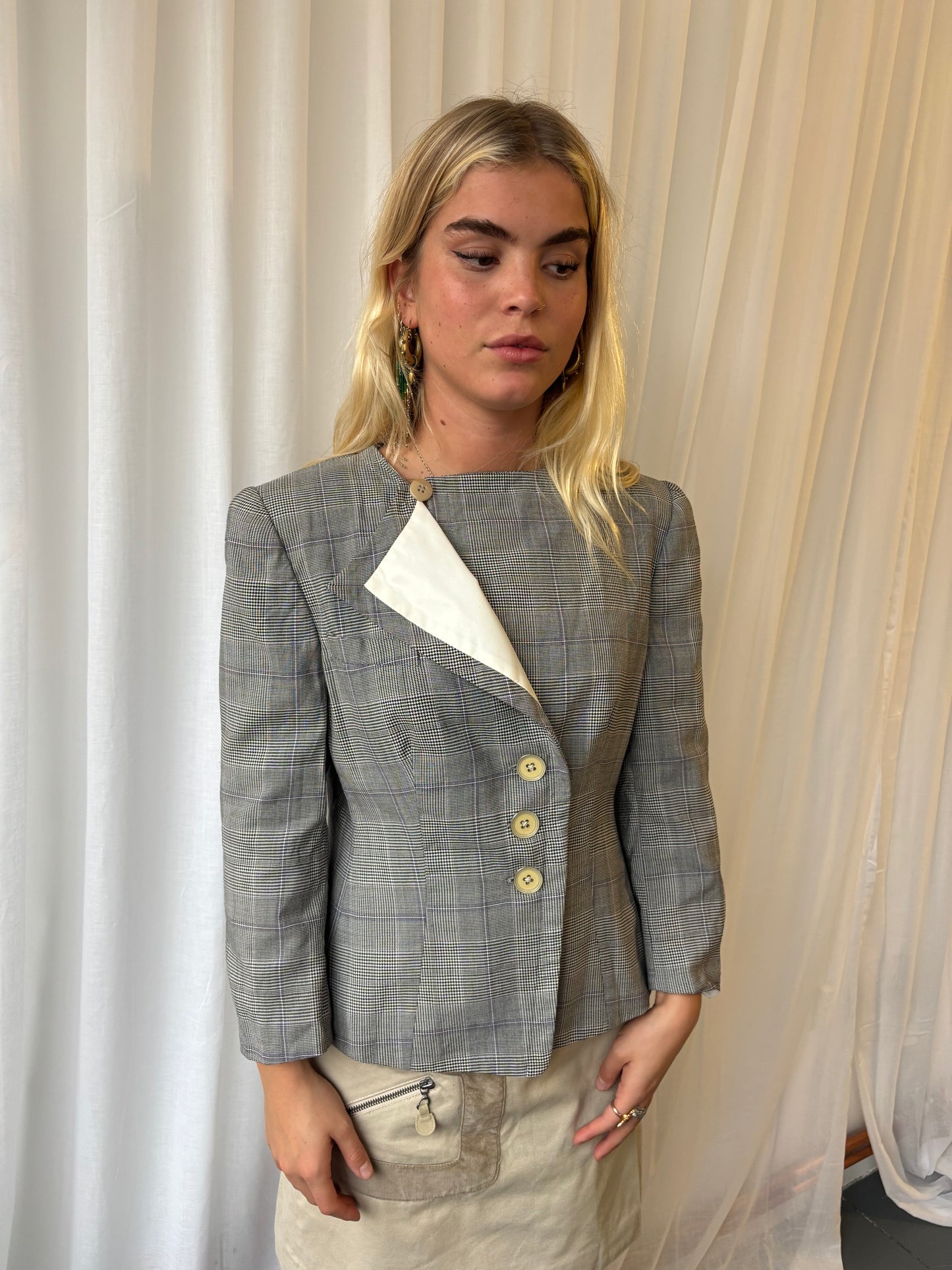 Armani Houndstooth Asymmetric Jacket