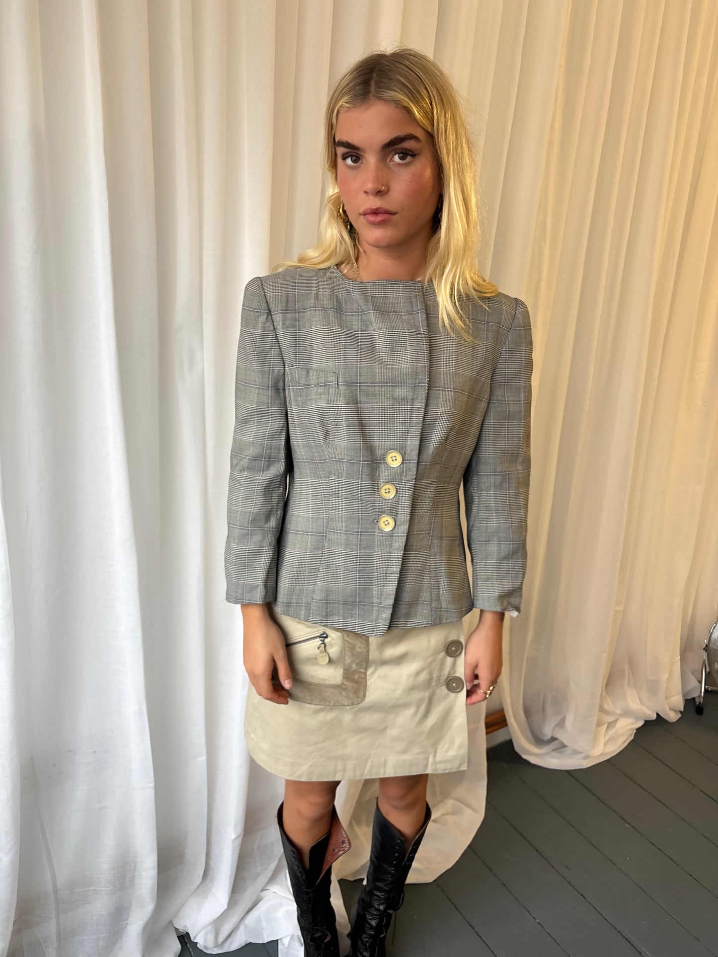 Armani Houndstooth Asymmetric Jacket