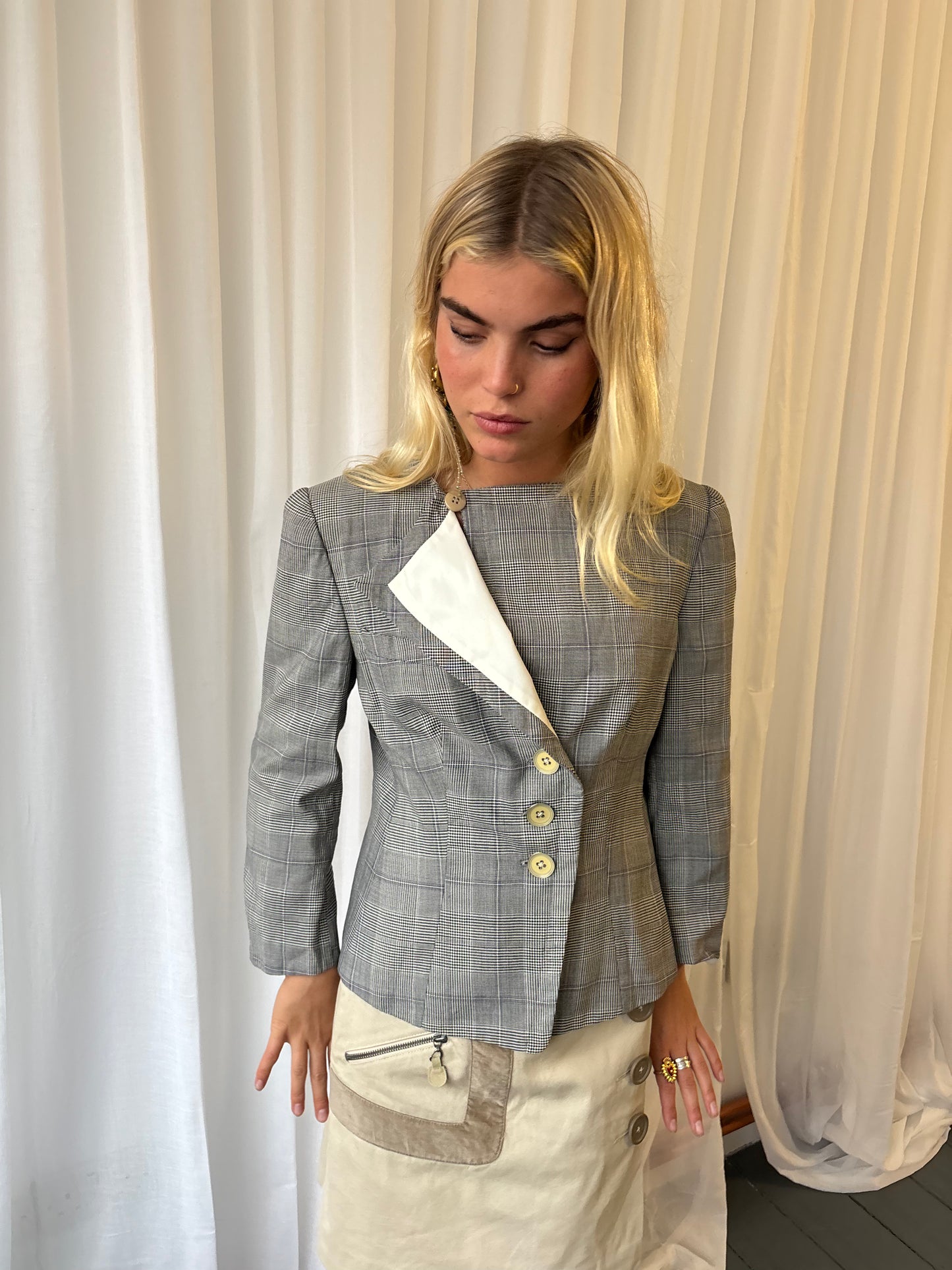 Armani Houndstooth Asymmetric Jacket