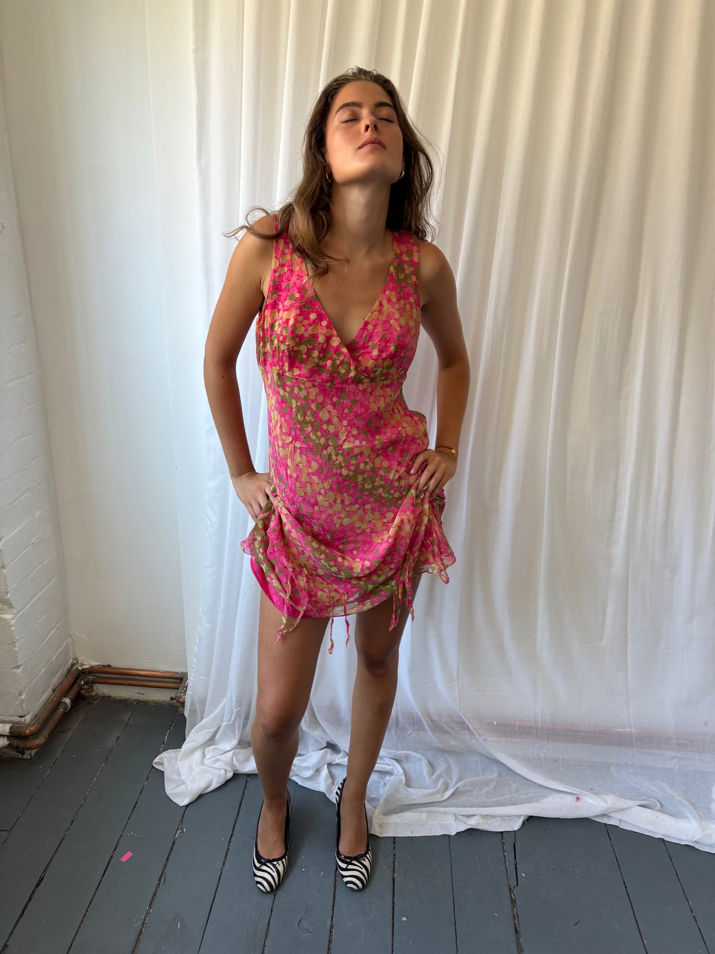 Kelly and Diane Pink Pattern Dress