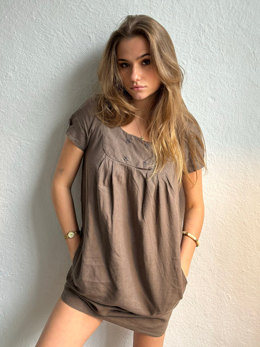 Comptoir Des Cotonniers Brown Linen Dress