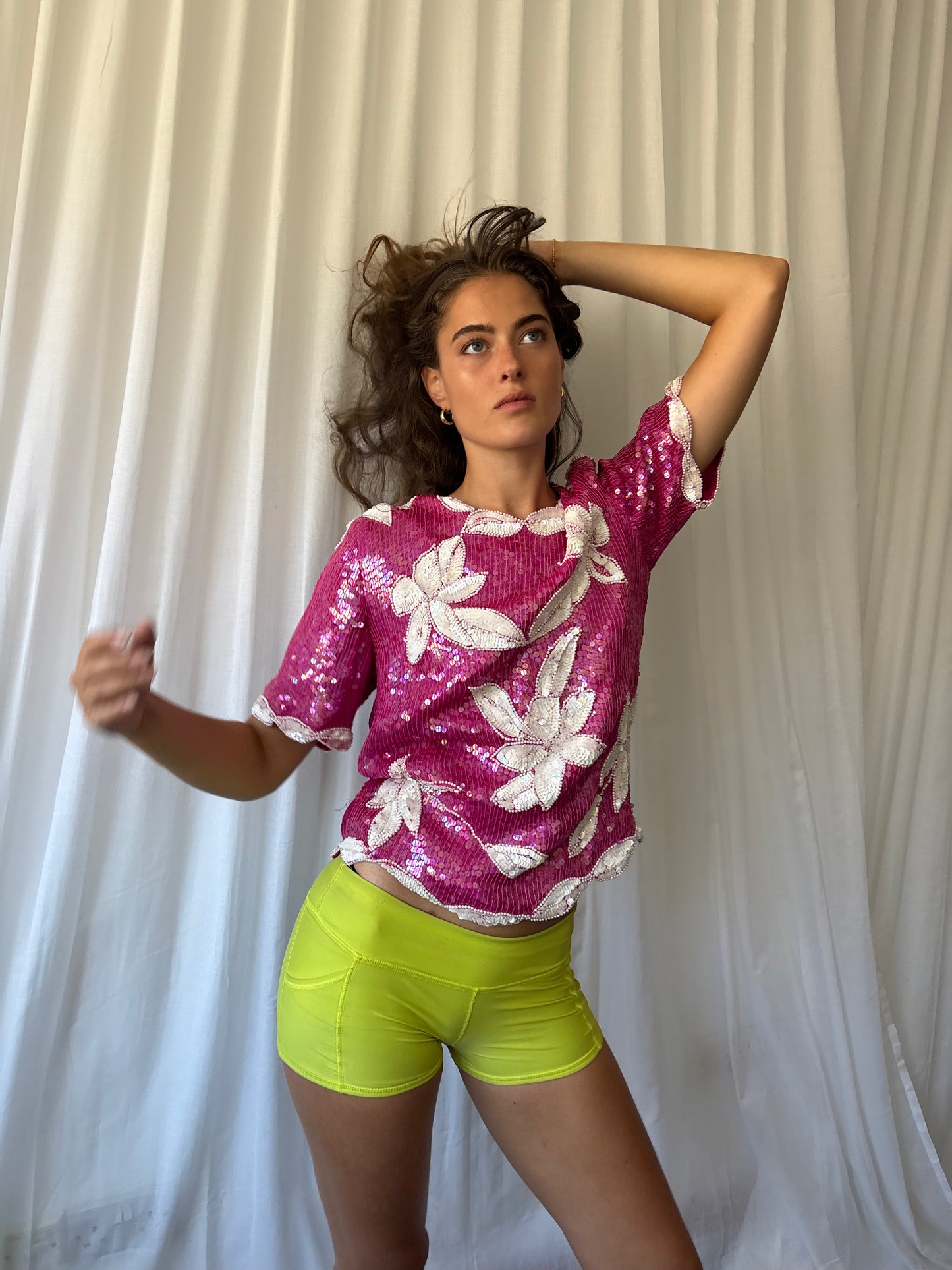 Frank Usher 80s Pink Sequin Top
