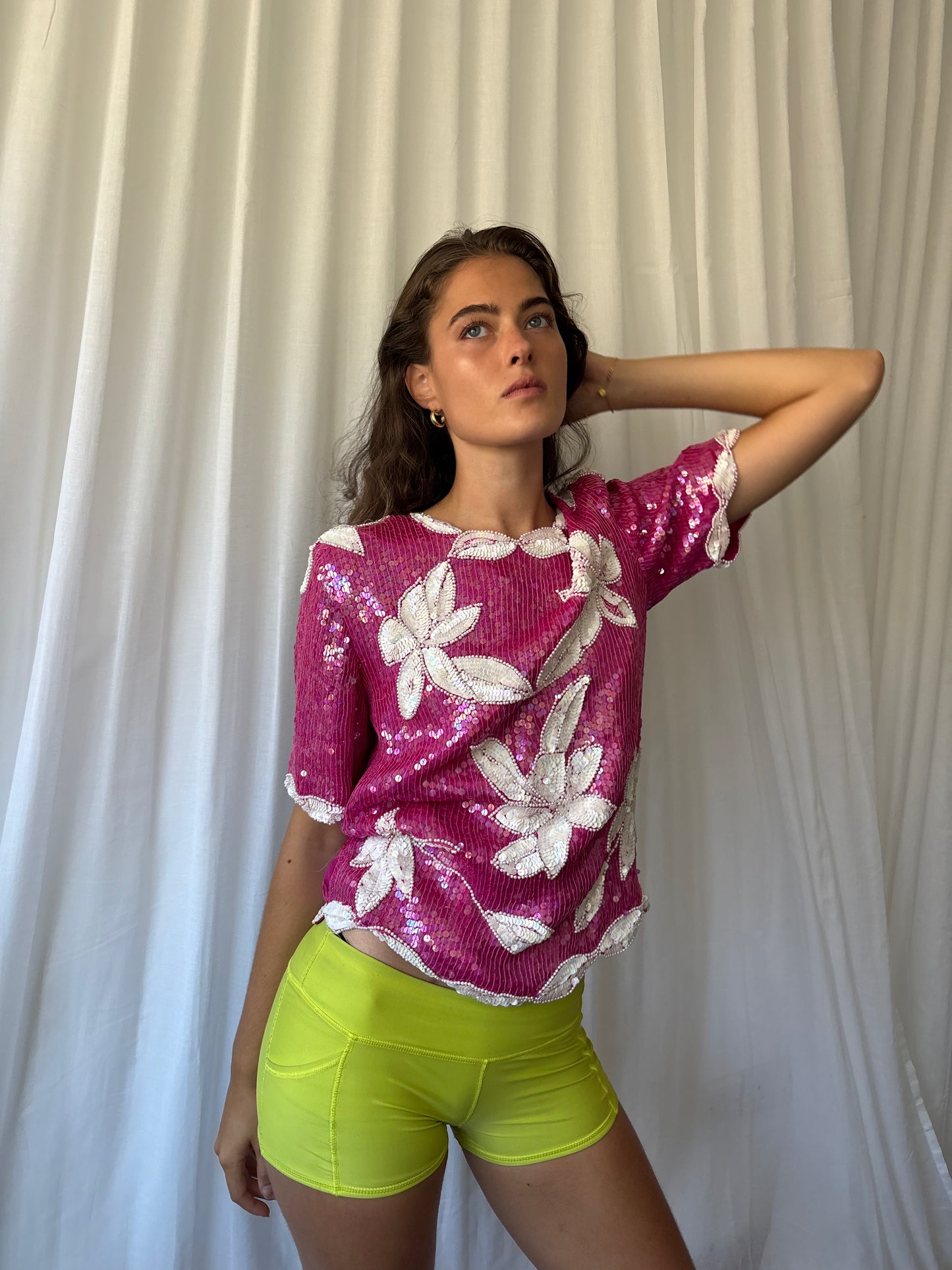 Frank Usher 80s Pink Sequin Top