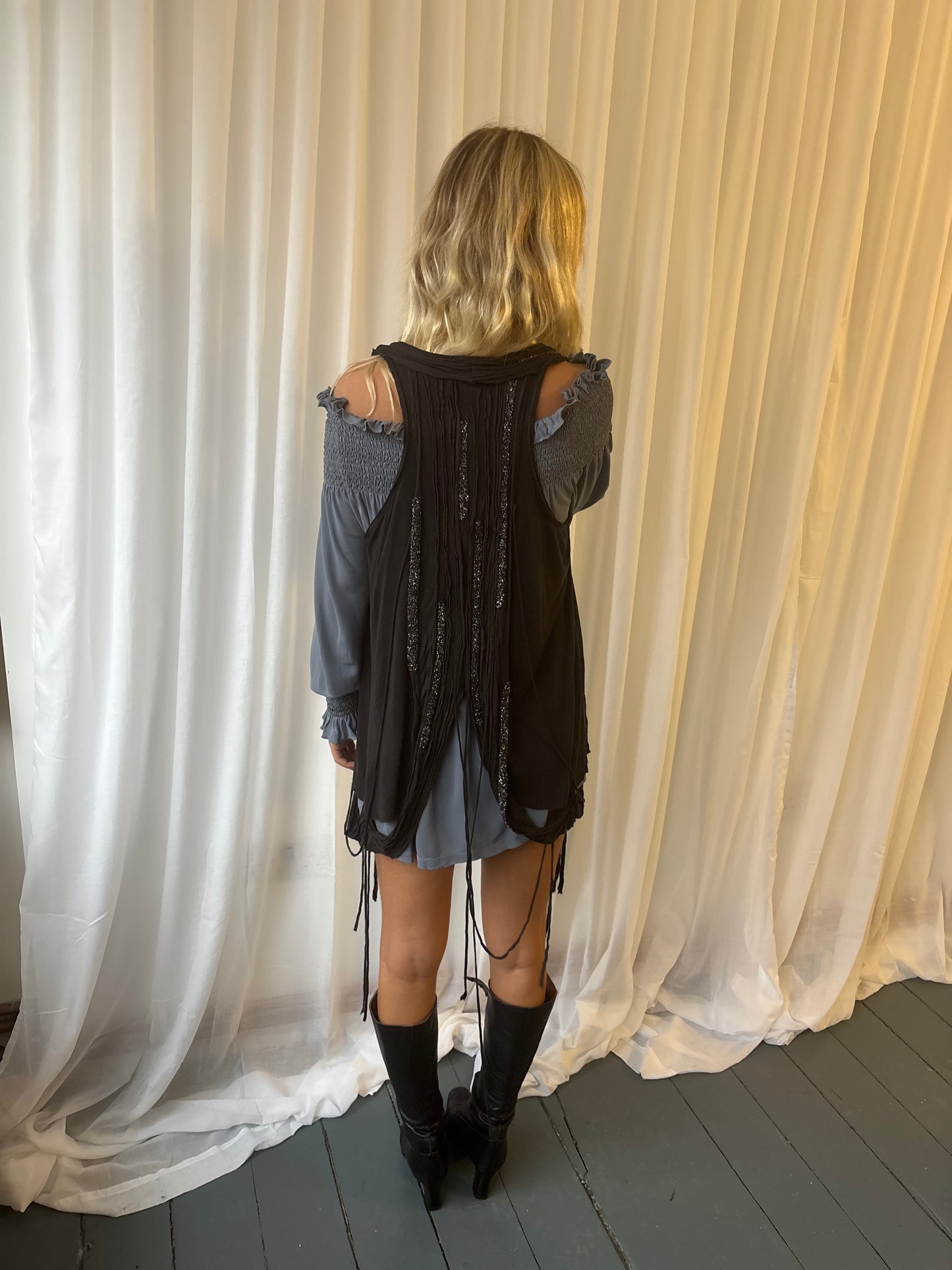 All Saints Black Embellished Waistcoat