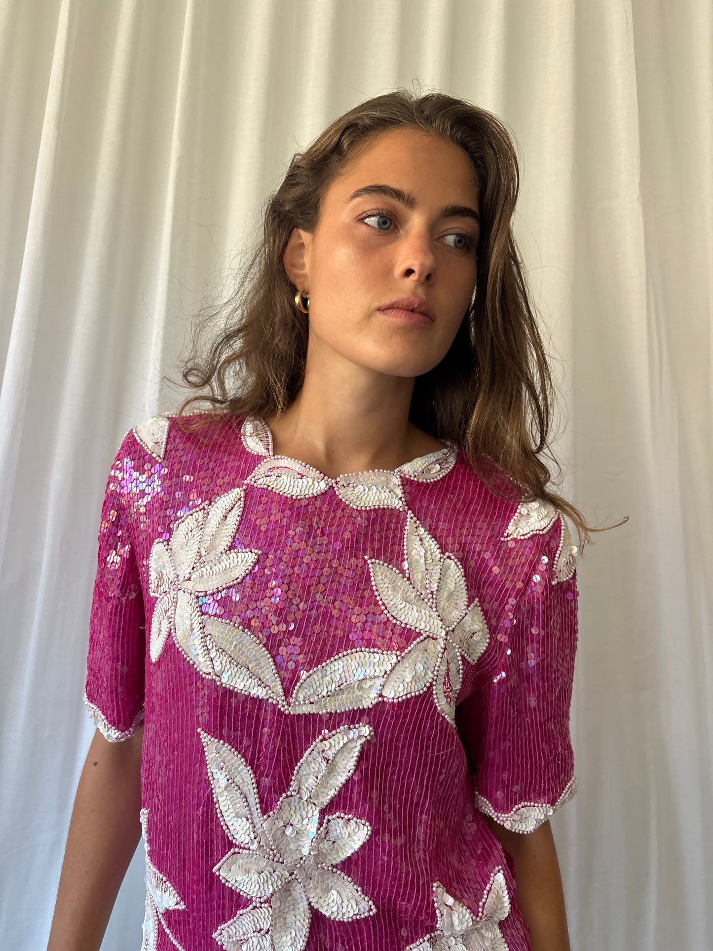 Frank Usher 80s Pink Sequin Top
