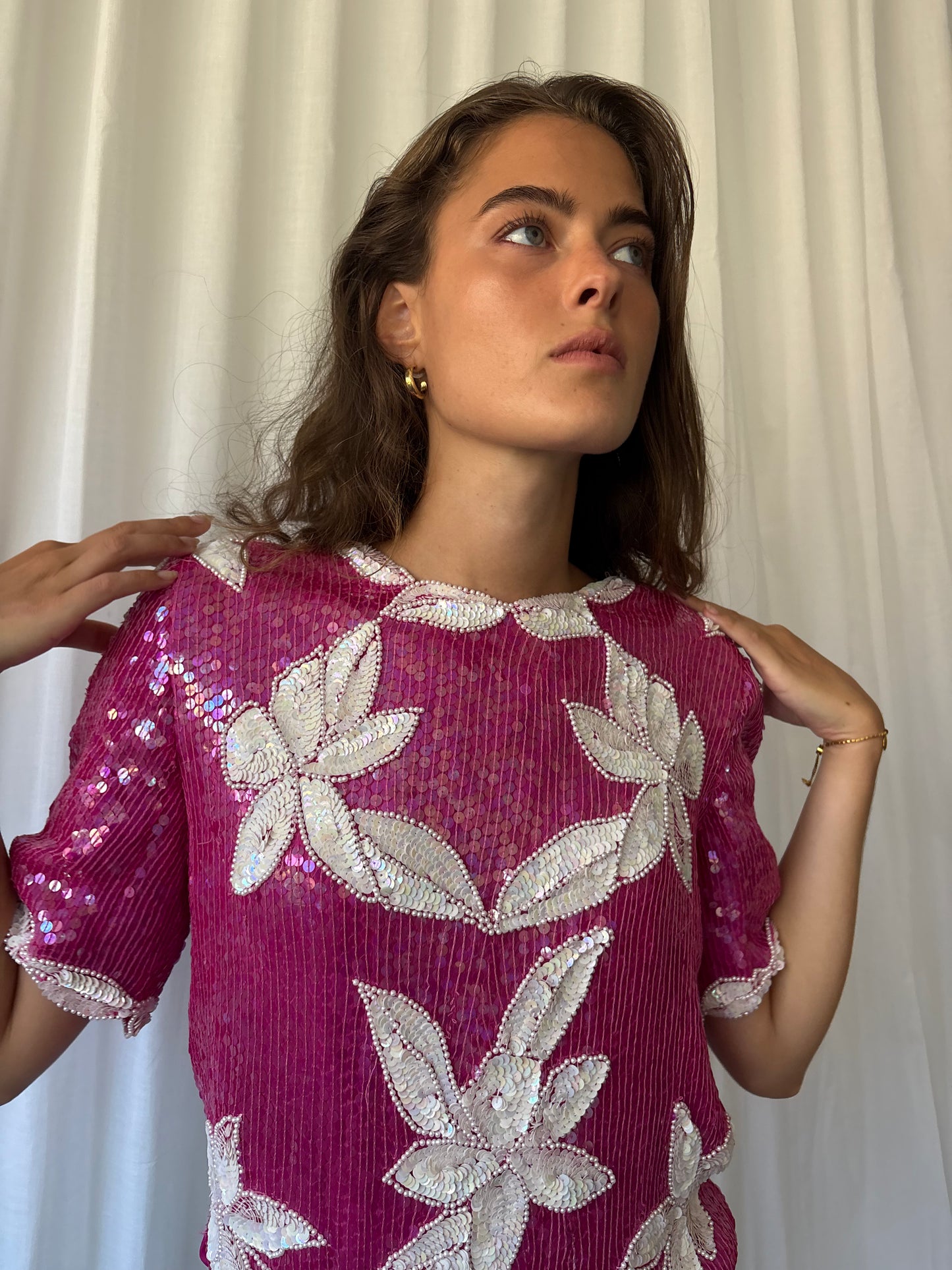 Frank Usher 80s Pink Sequin Top