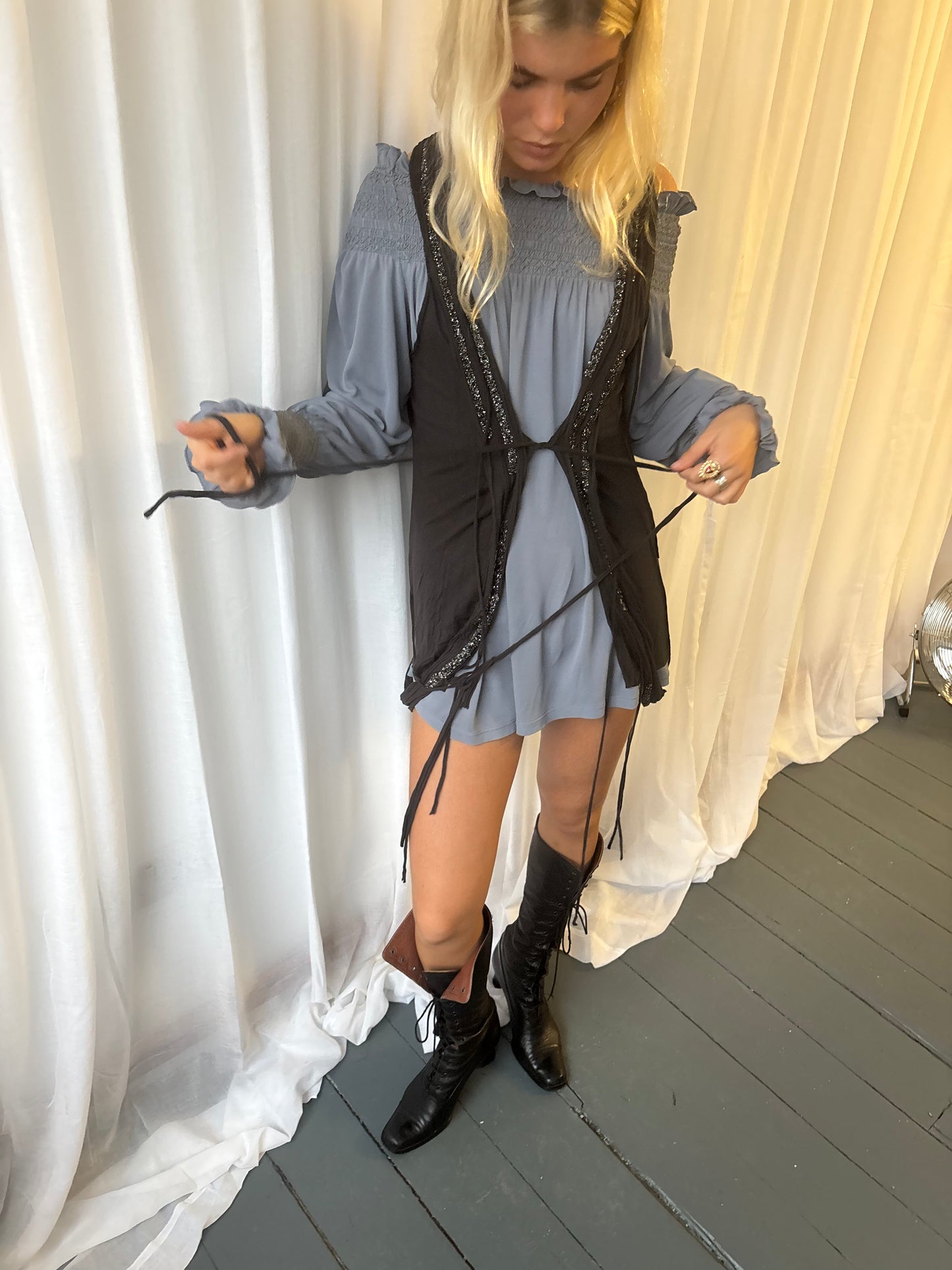 All Saints Black Embellished Waistcoat