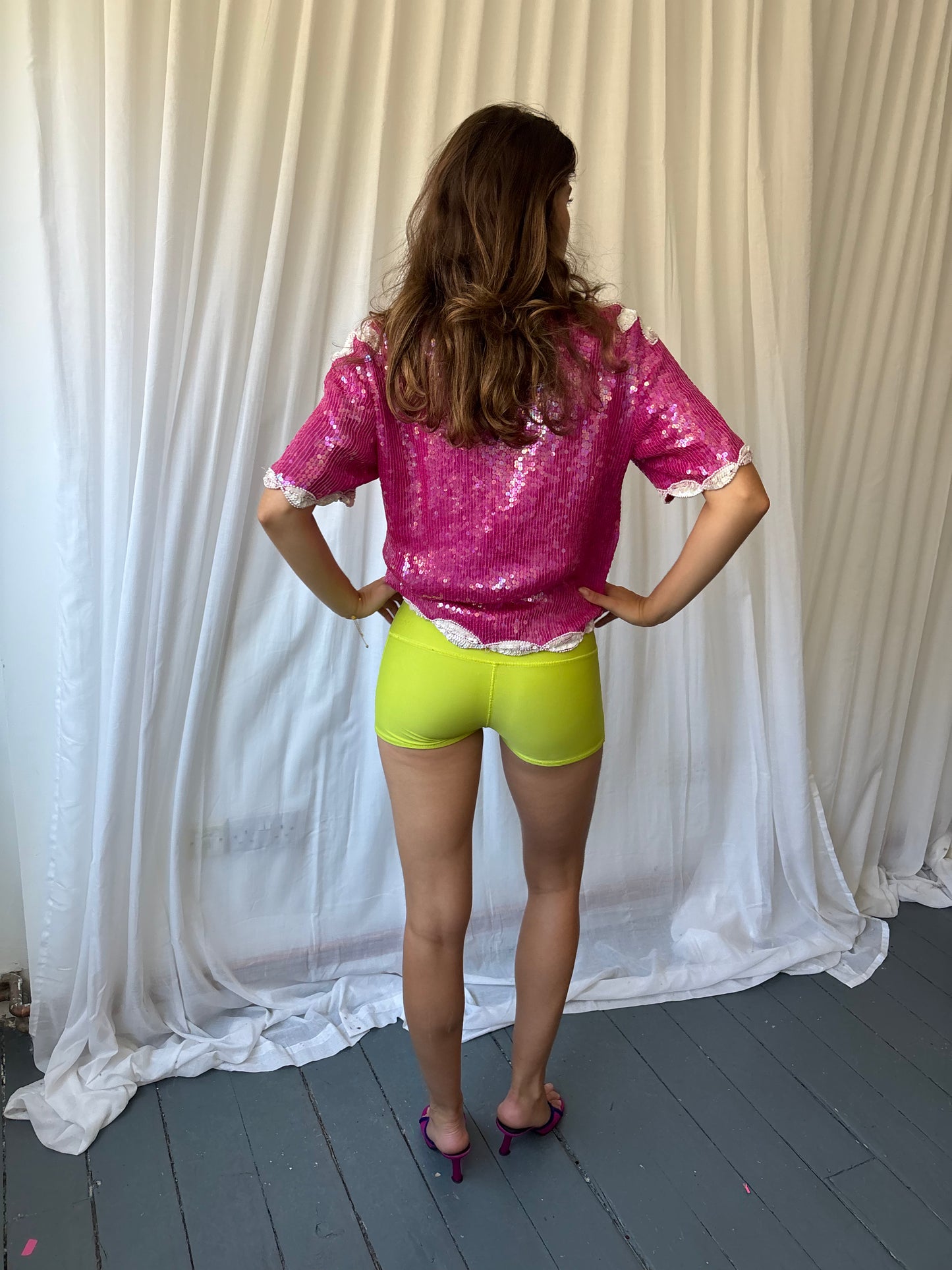 Frank Usher 80s Pink Sequin Top