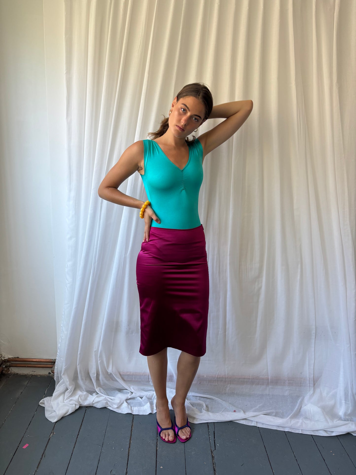 Morgan Fuchsia Satin Skirt