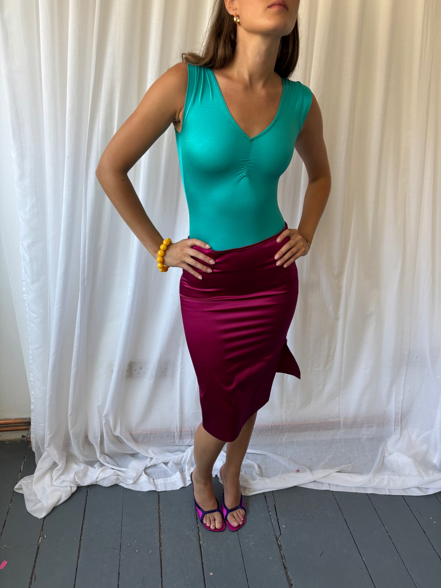 Morgan Fuchsia Satin Skirt