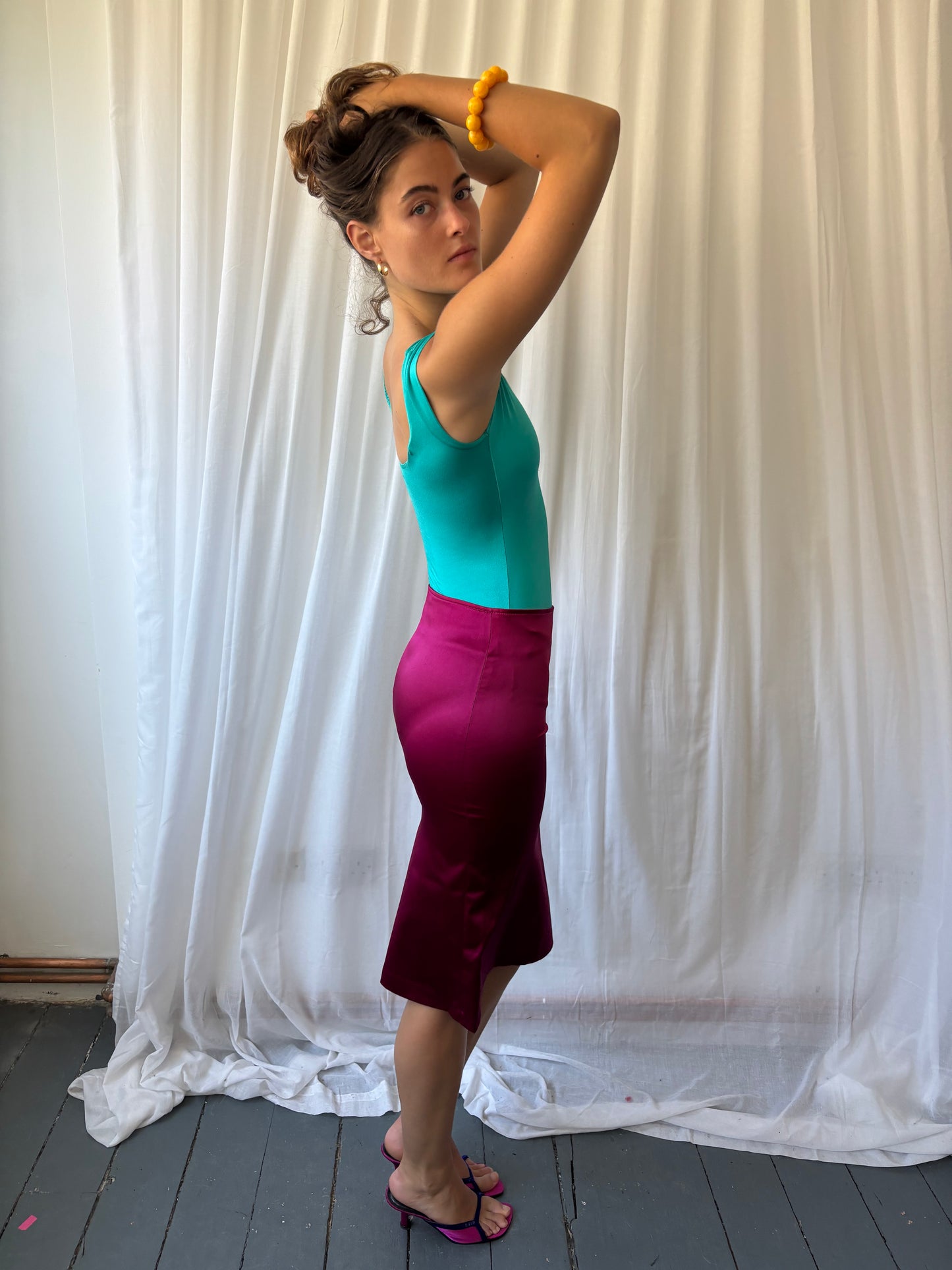 Morgan Fuchsia Satin Skirt
