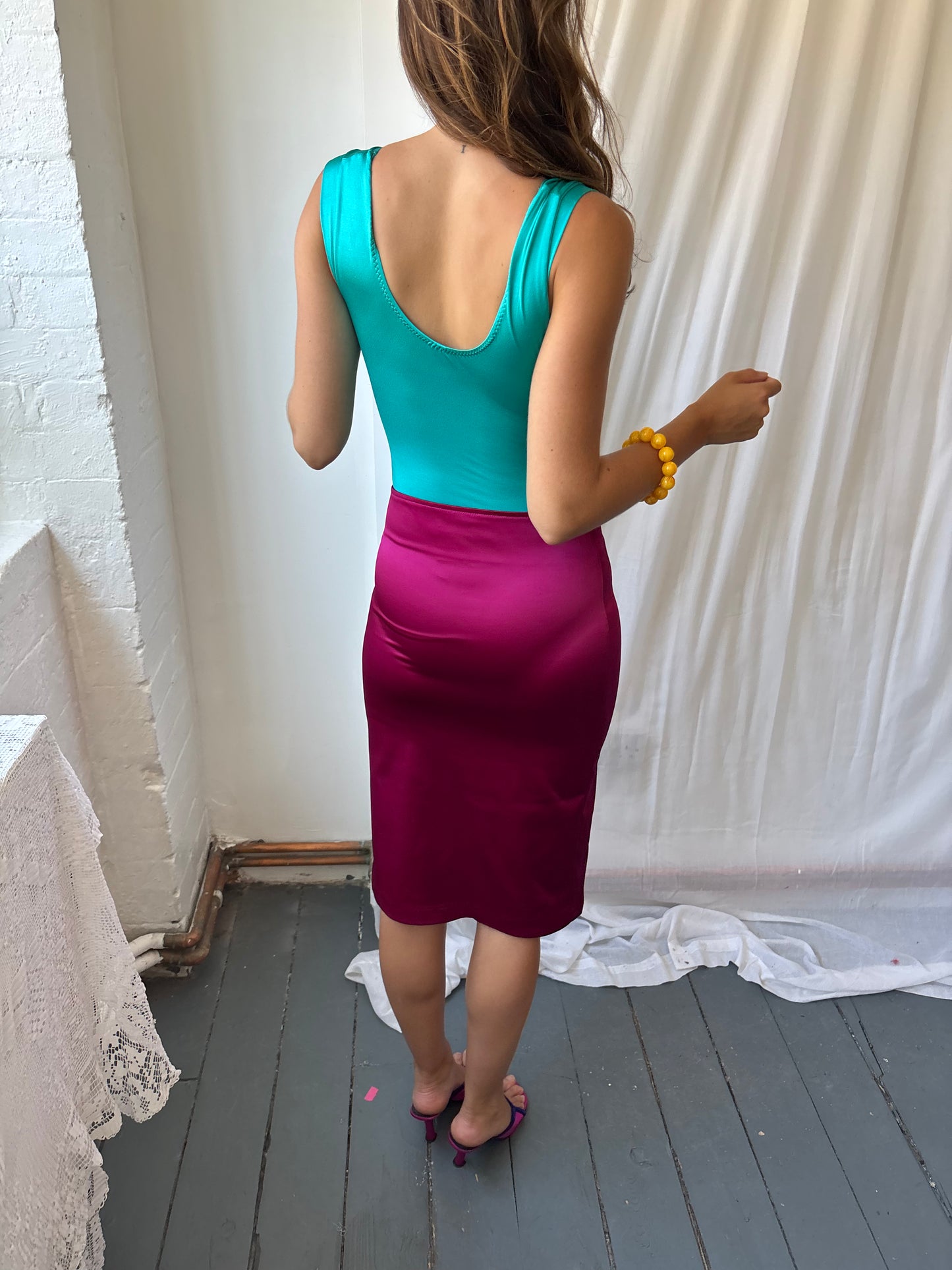 Morgan Fuchsia Satin Skirt