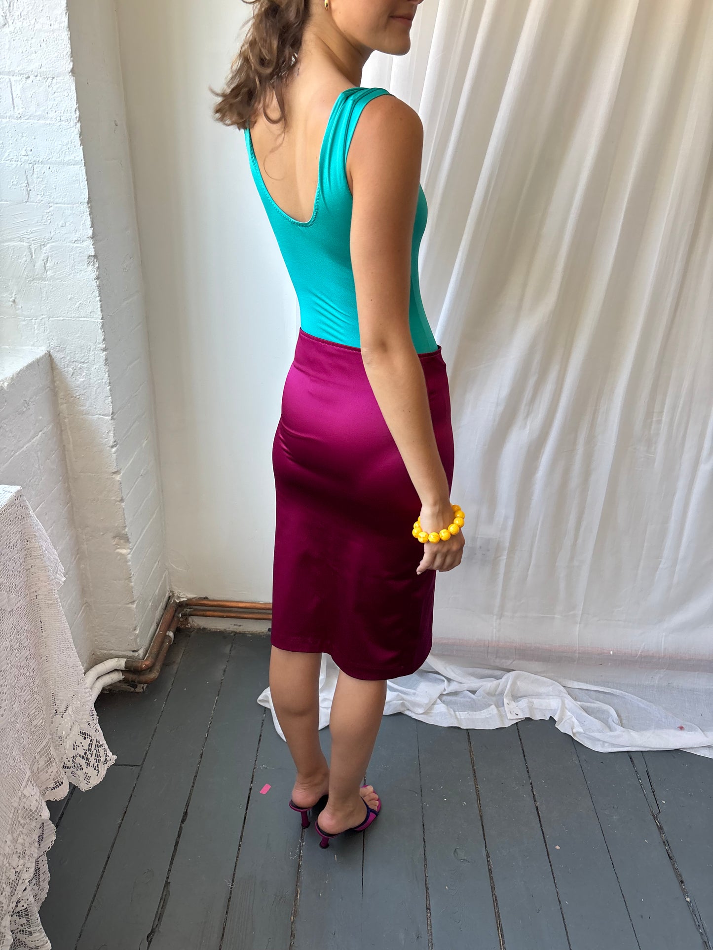 Morgan Fuchsia Satin Skirt