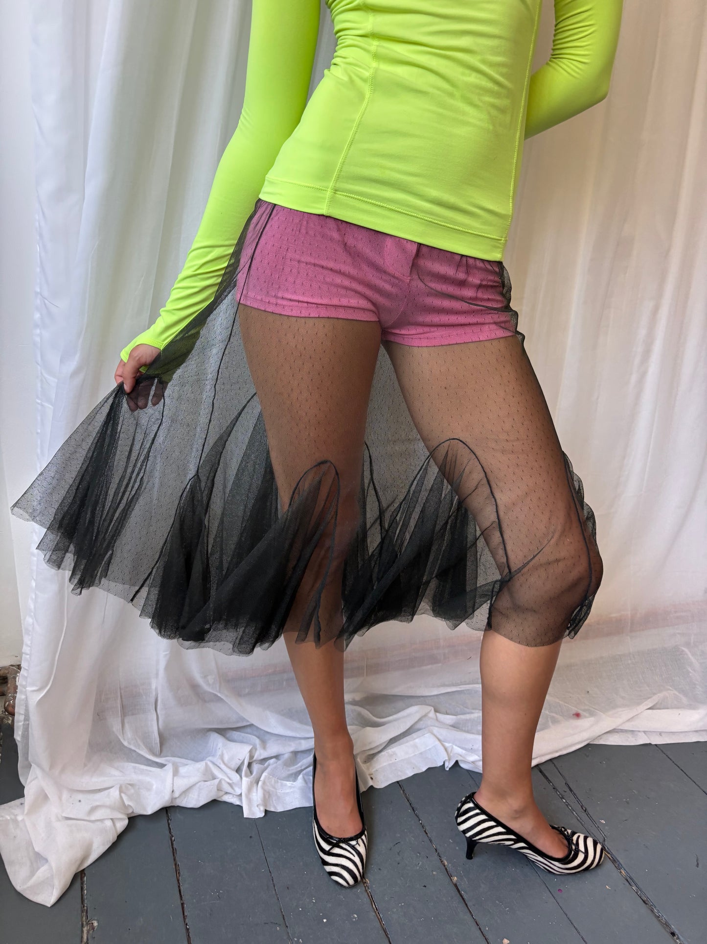 Chine Charcoal Mesh Skirt