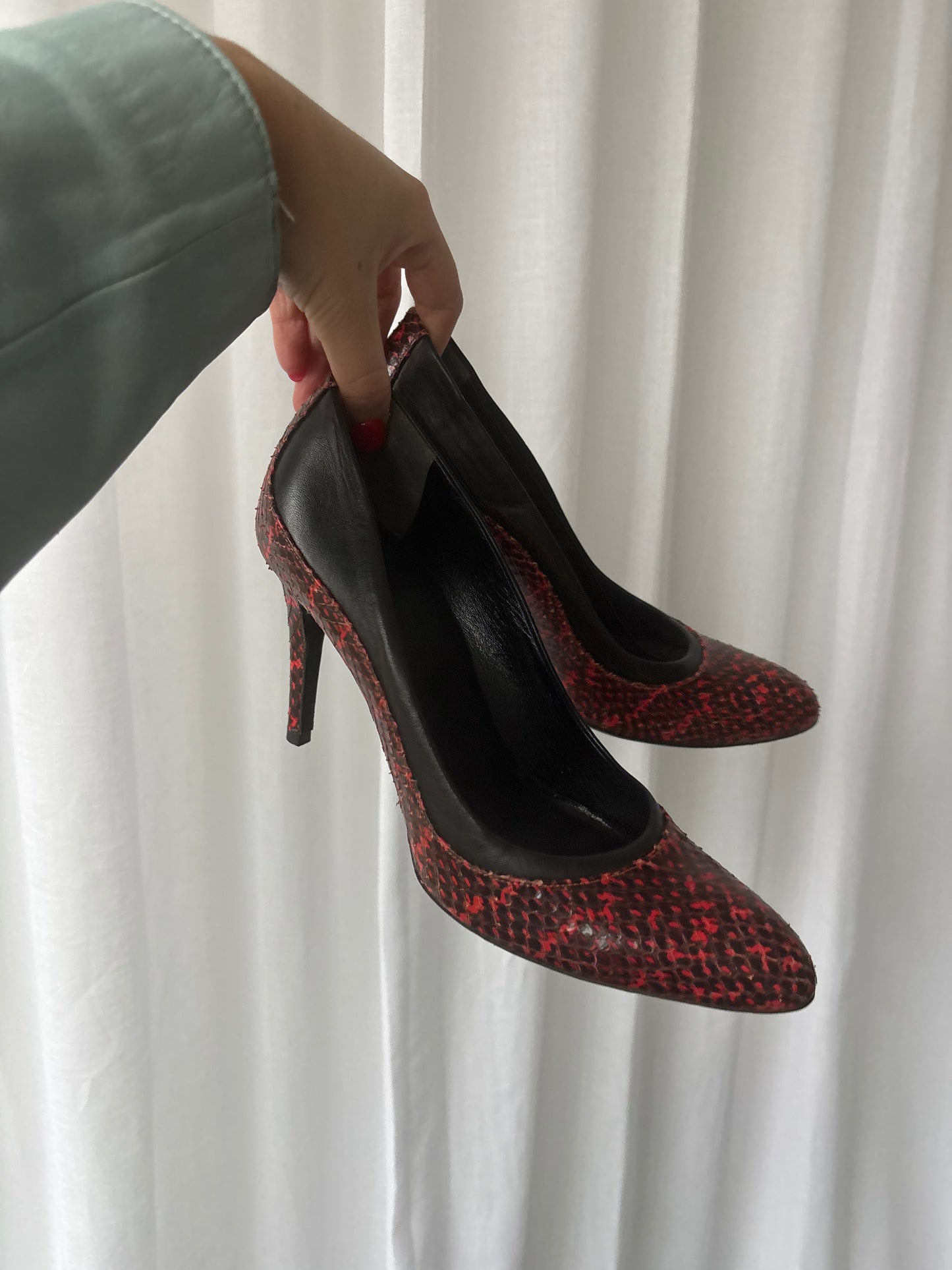 Balenciaga Red Snake Heels