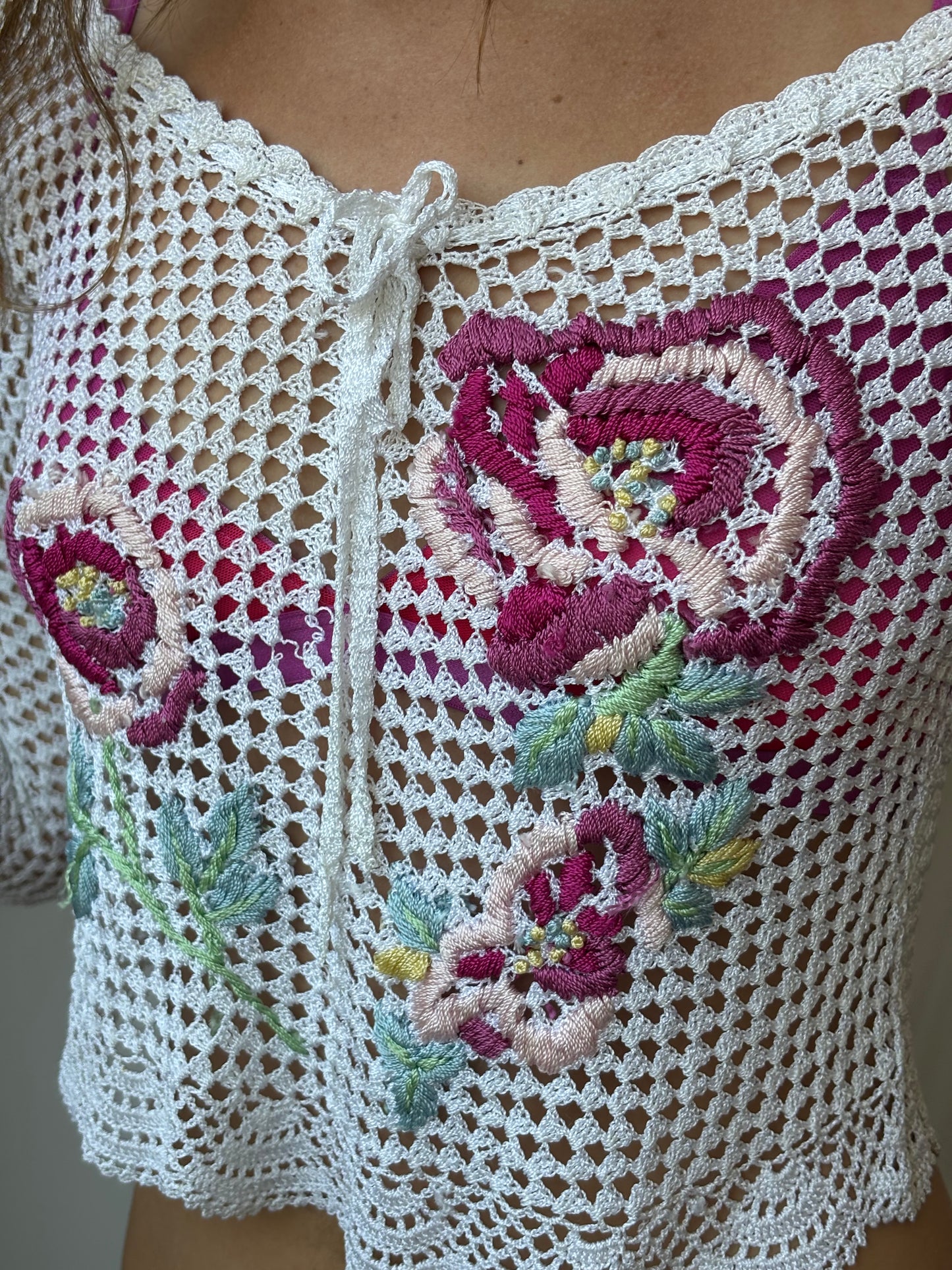 Kit White Crochet Embroidered Top