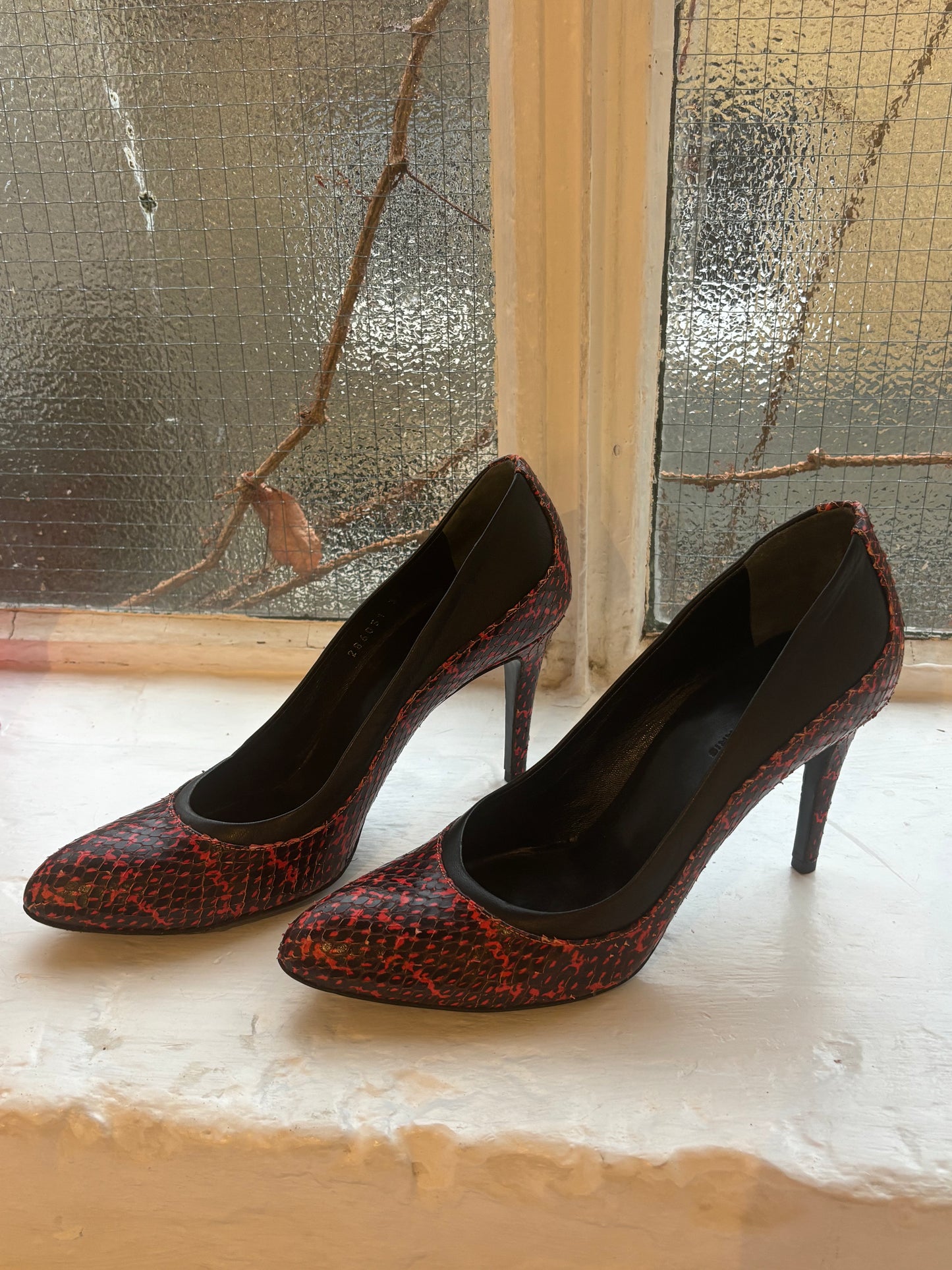 Balenciaga Red Snake Heels