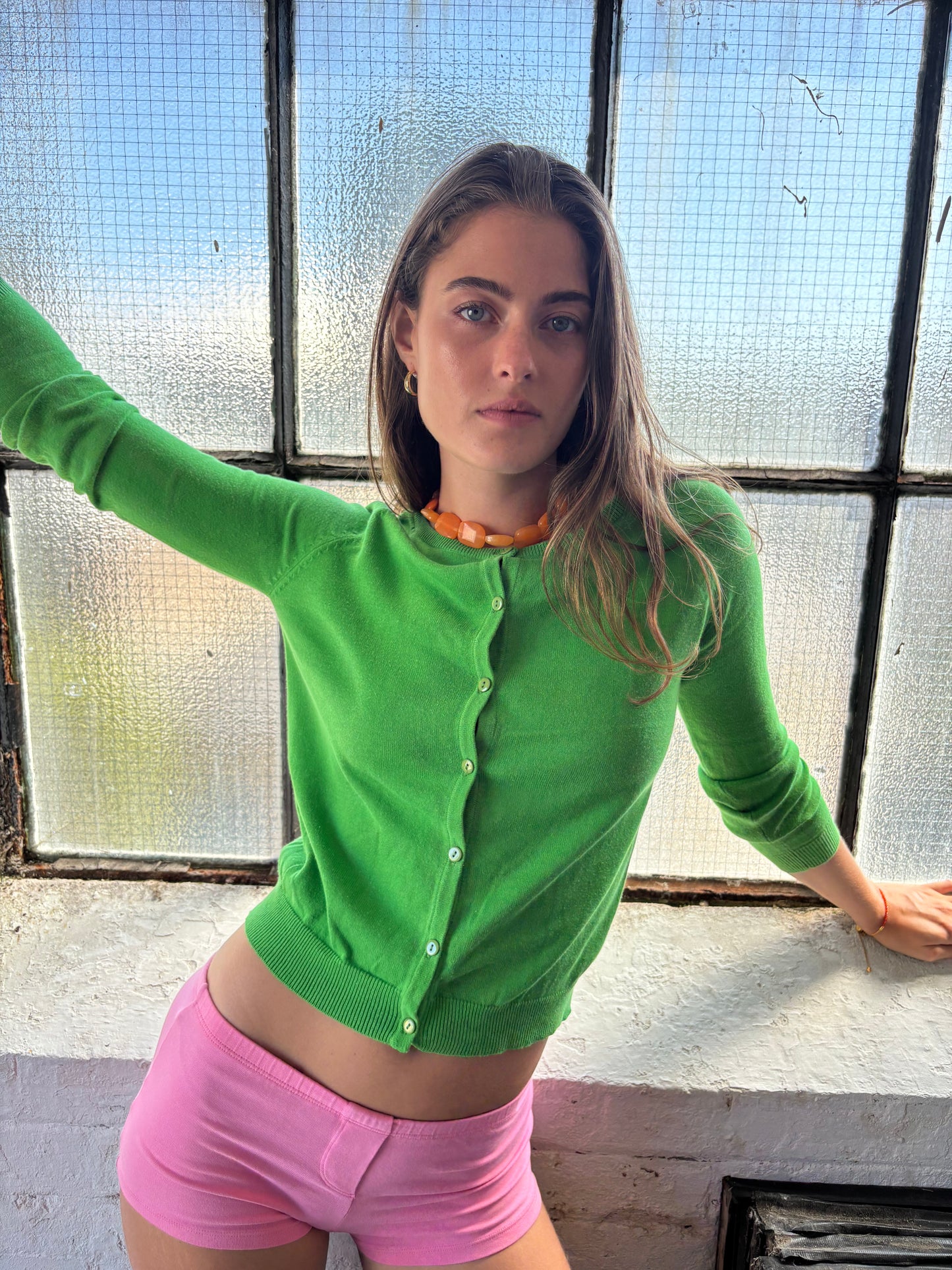 Bayo Green Knit Cardigan