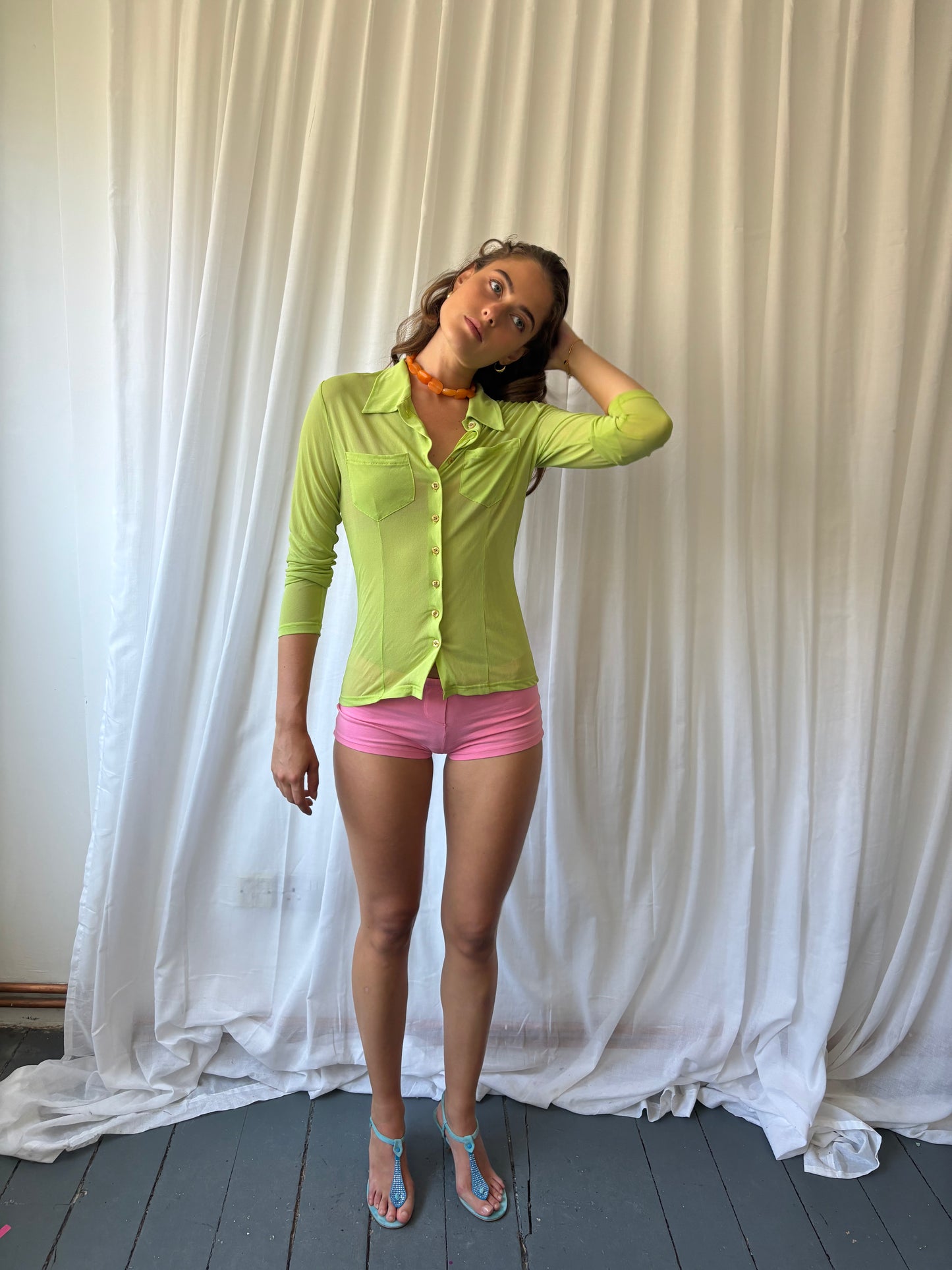 Morgan Green Mesh Shirt
