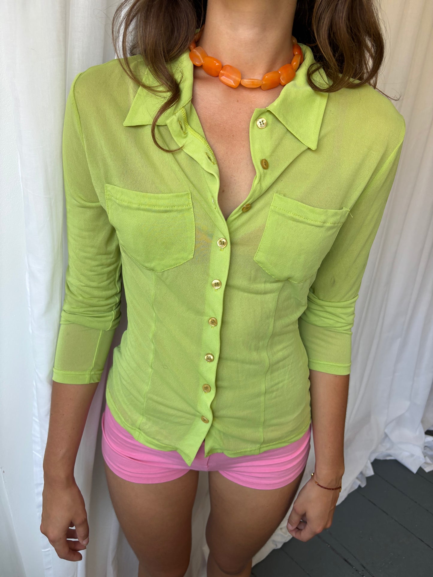 Morgan Green Mesh Shirt