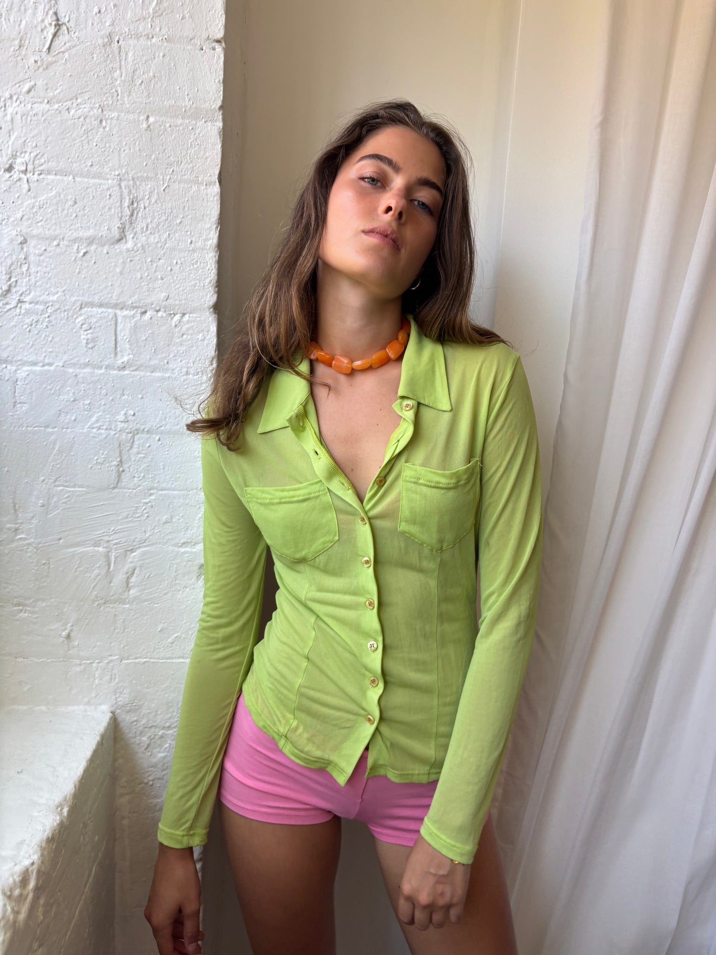 Morgan Green Mesh Shirt