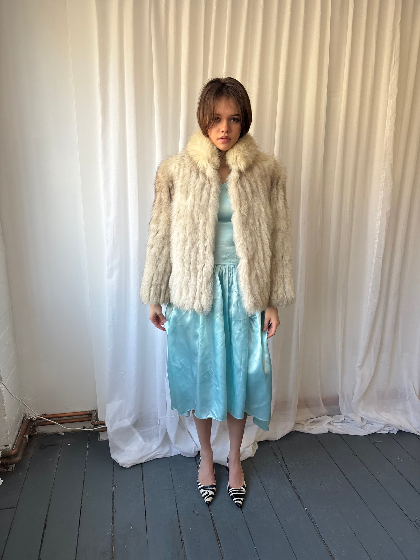 Vintage White Rabbit Fur Coat