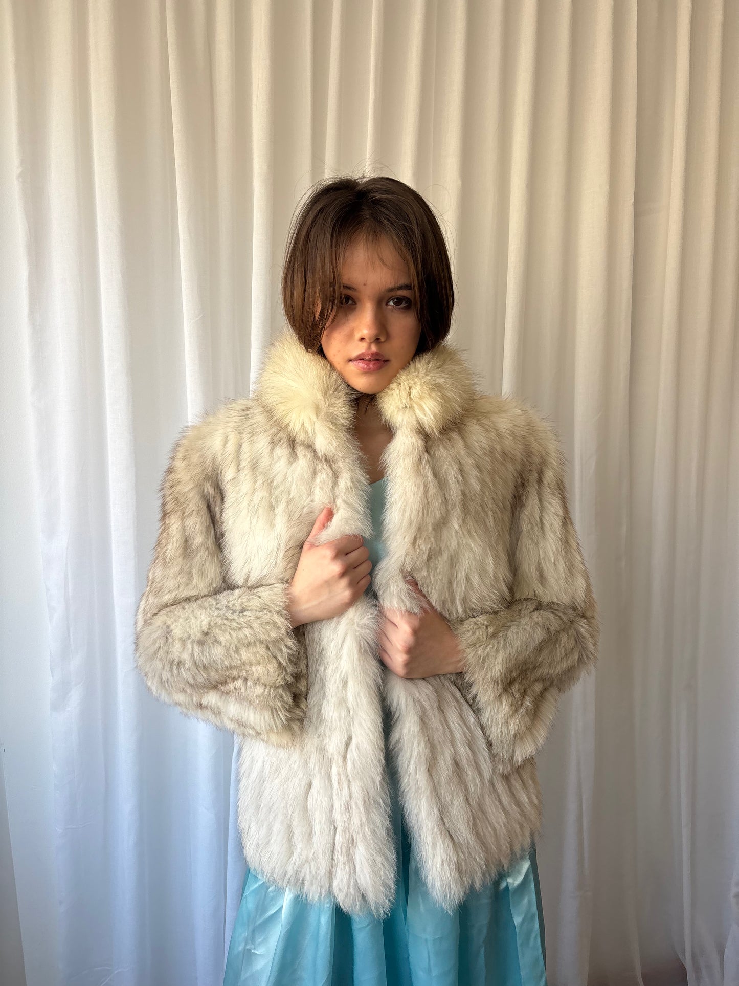 Vintage White Rabbit Fur Coat