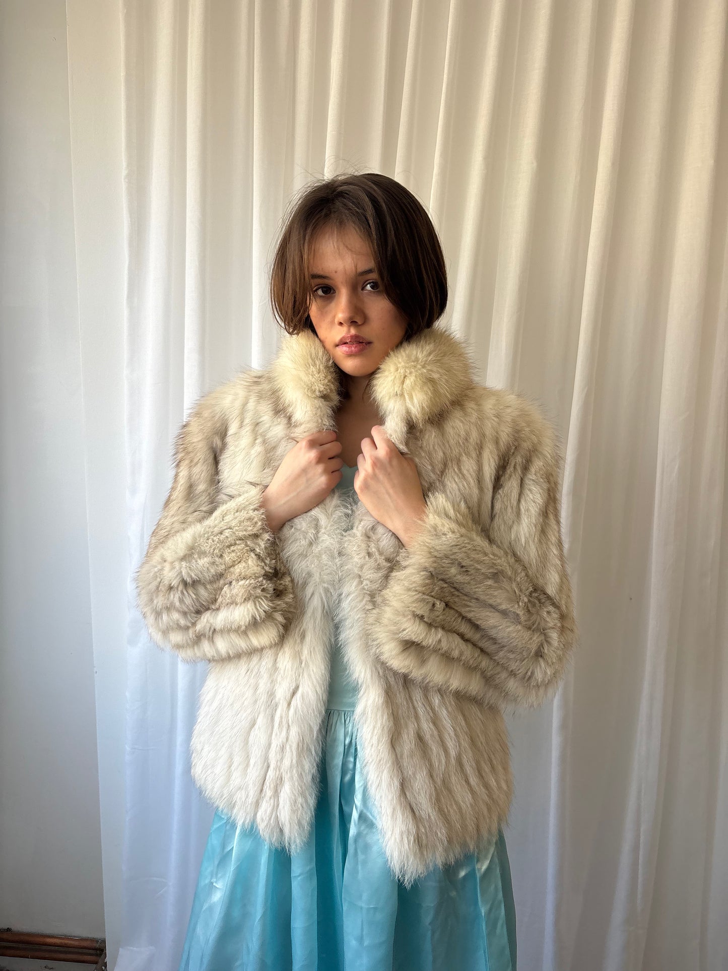 Vintage White Rabbit Fur Coat