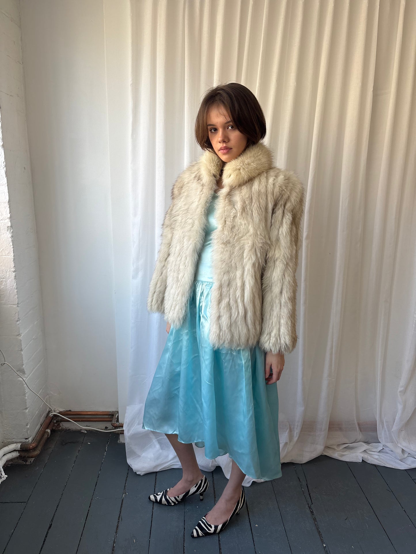 Vintage White Rabbit Fur Coat