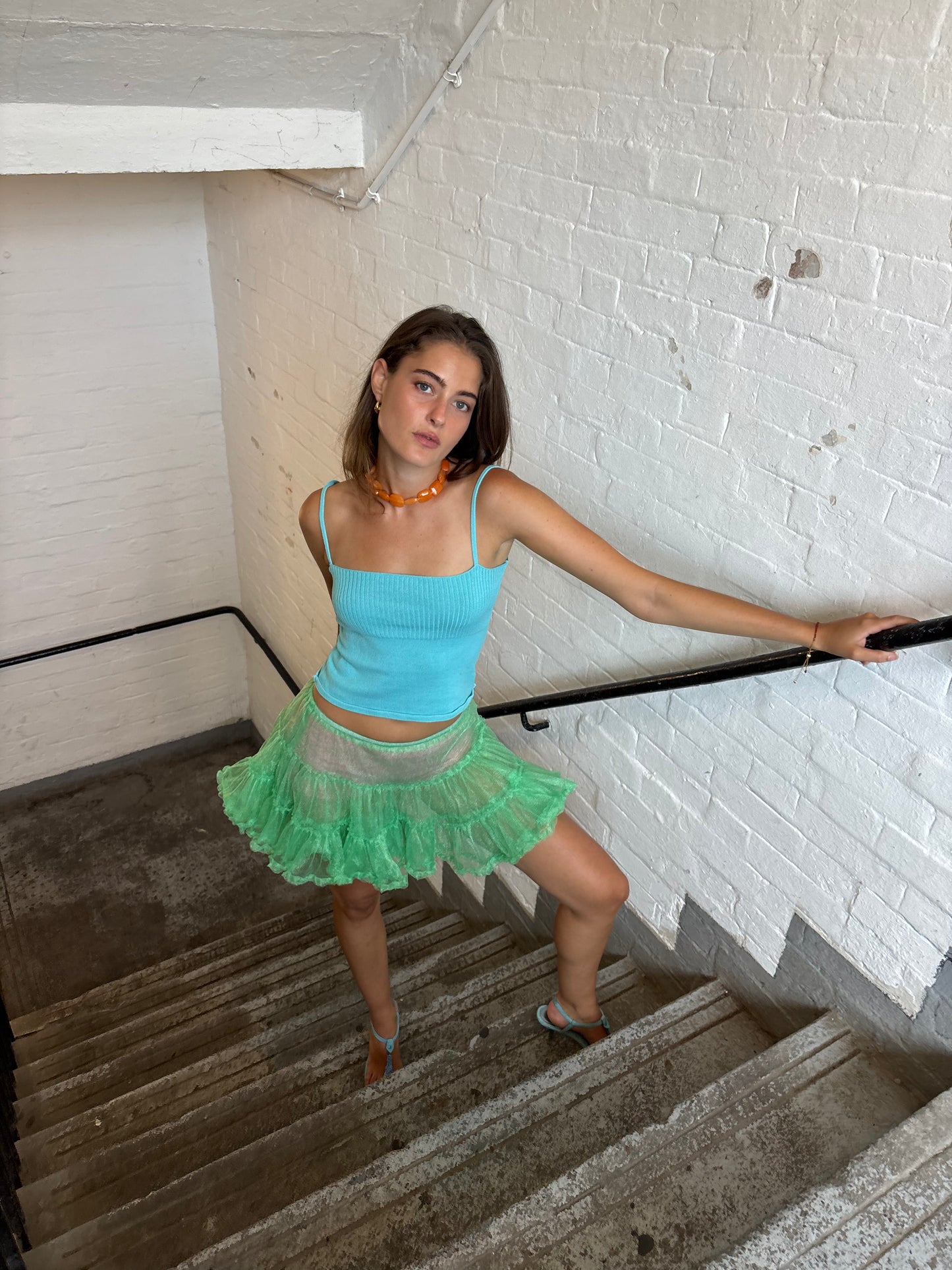 Kookai Turquoise Ribbed Cami
