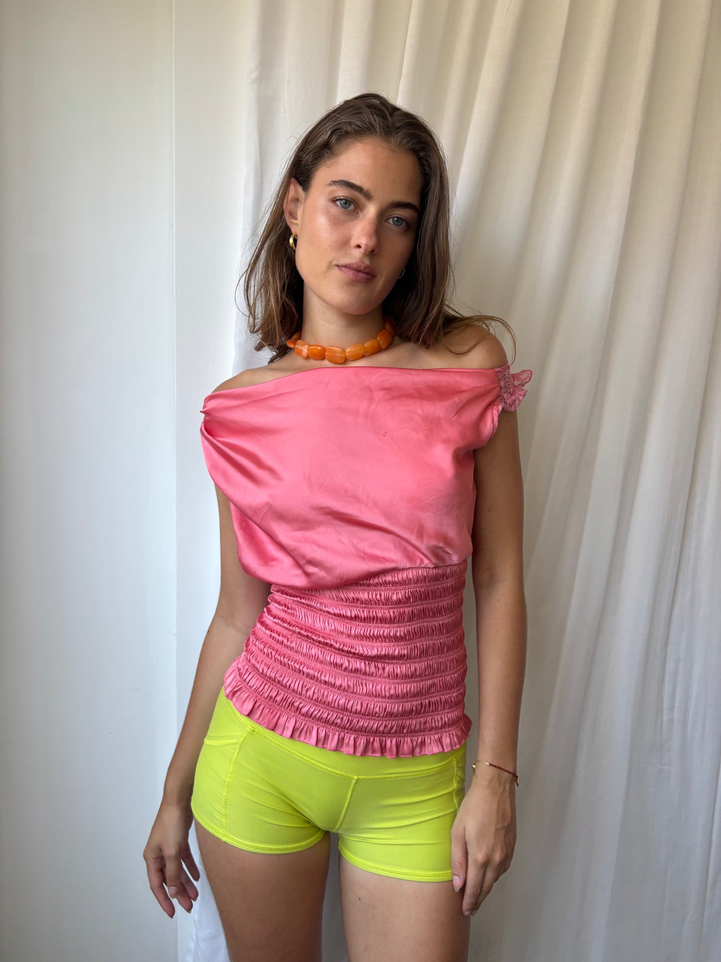 Seductions Coral Ruched Top