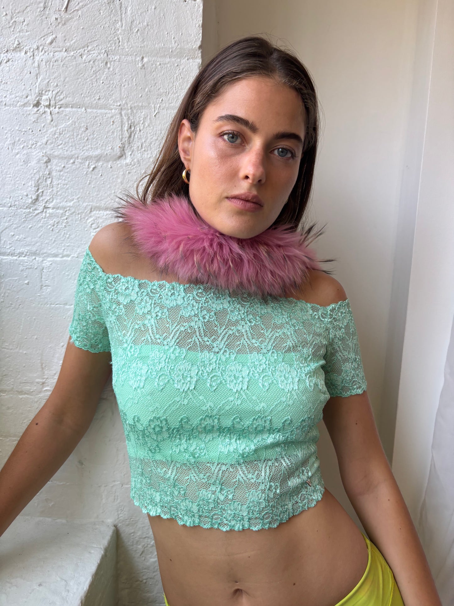 Guess Aqua Mint Lace Top