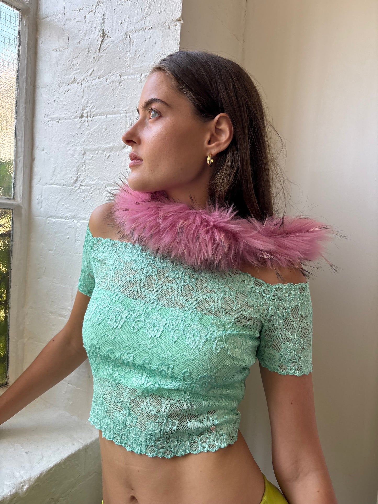 Guess Aqua Mint Lace Top