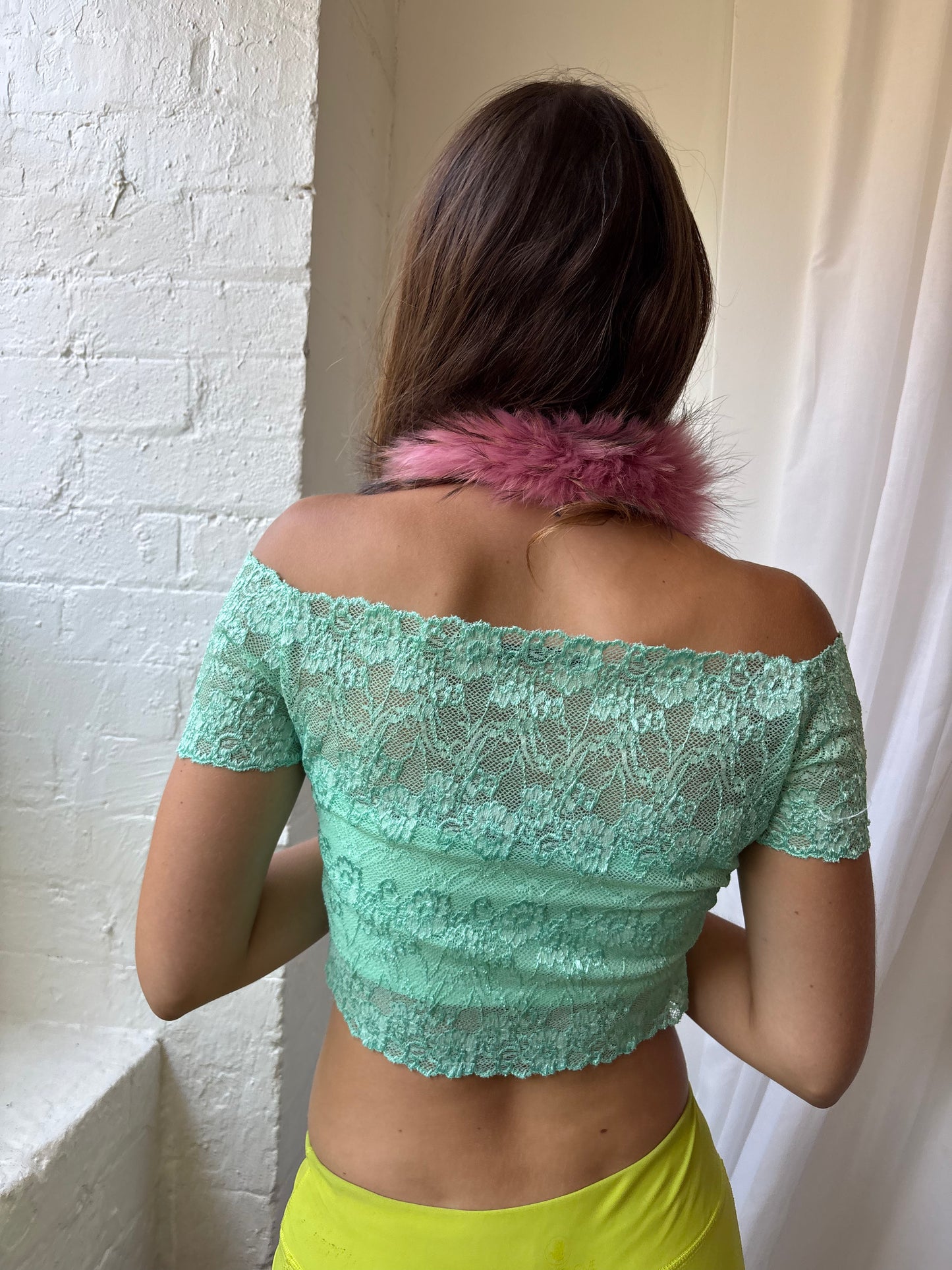 Guess Aqua Mint Lace Top