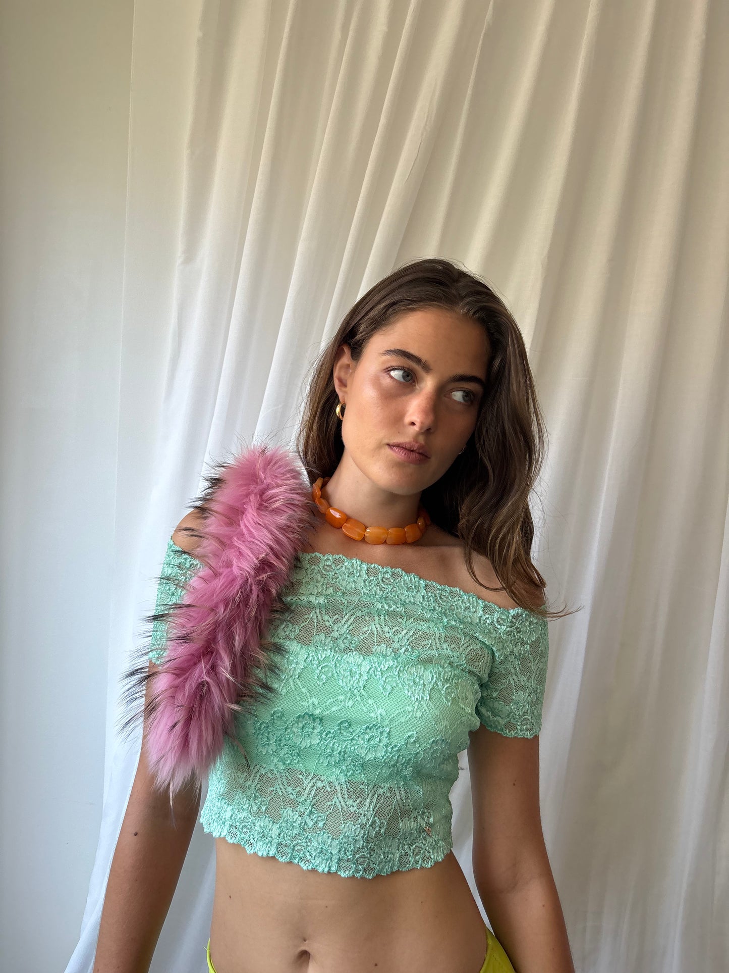 Guess Aqua Mint Lace Top