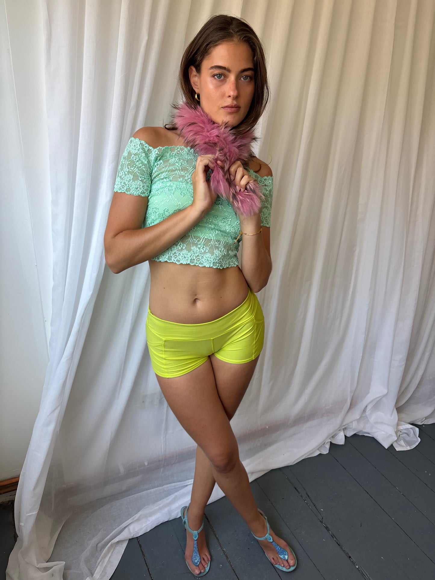 Guess Aqua Mint Lace Top