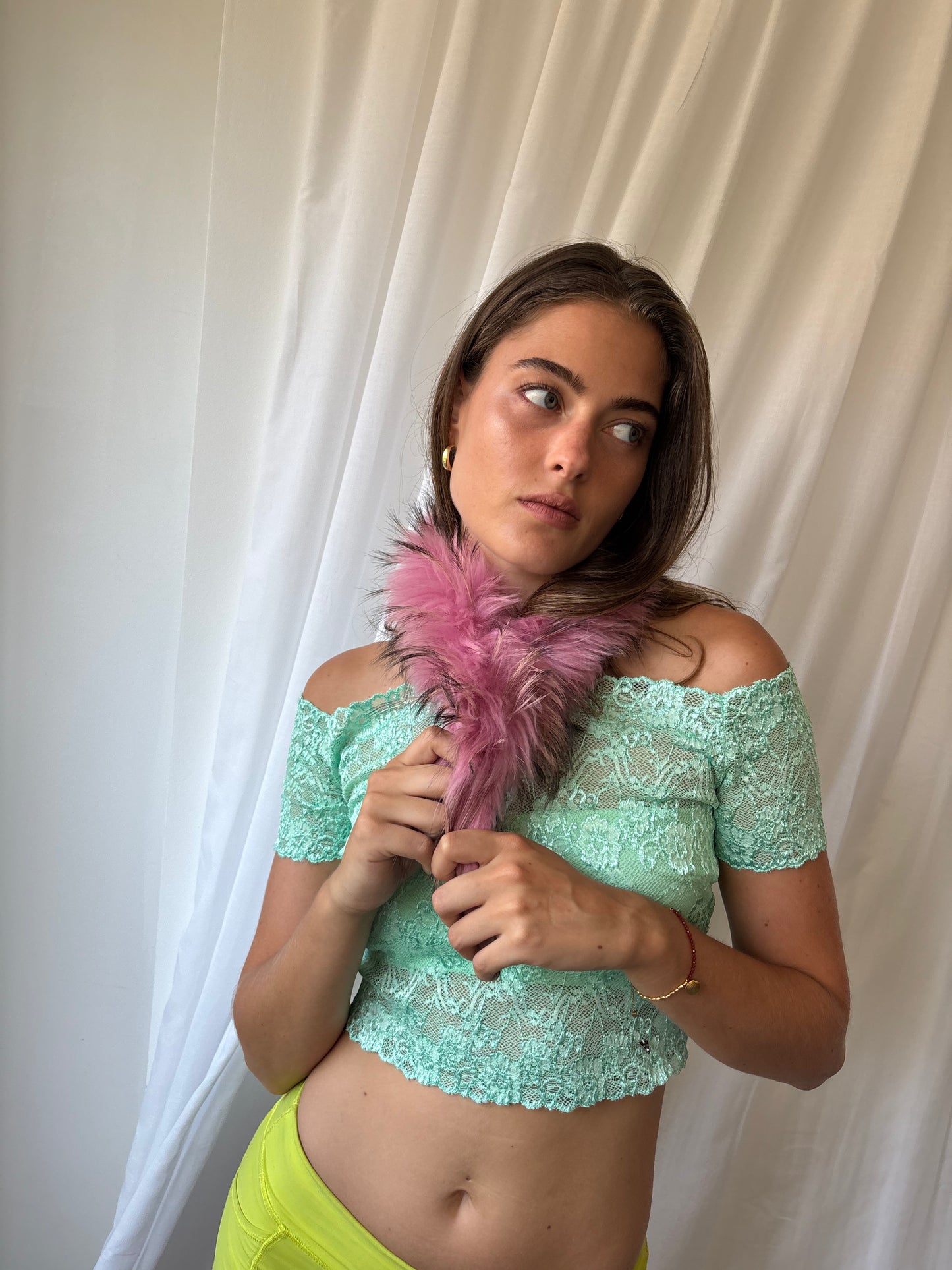 Guess Aqua Mint Lace Top
