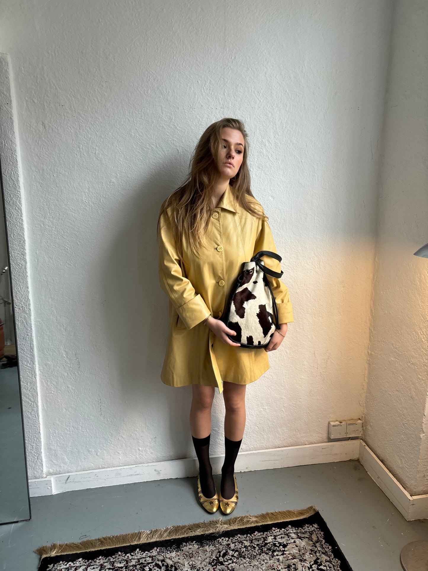 Arvalya Butter Yellow Leather Jacket