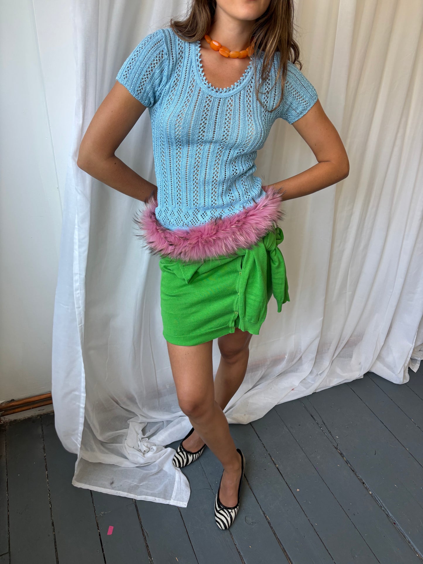 Nikee T Blue Crochet Top