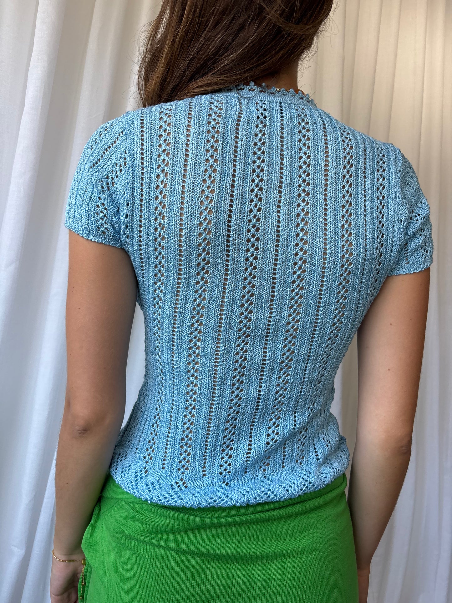 Nikee T Blue Crochet Top