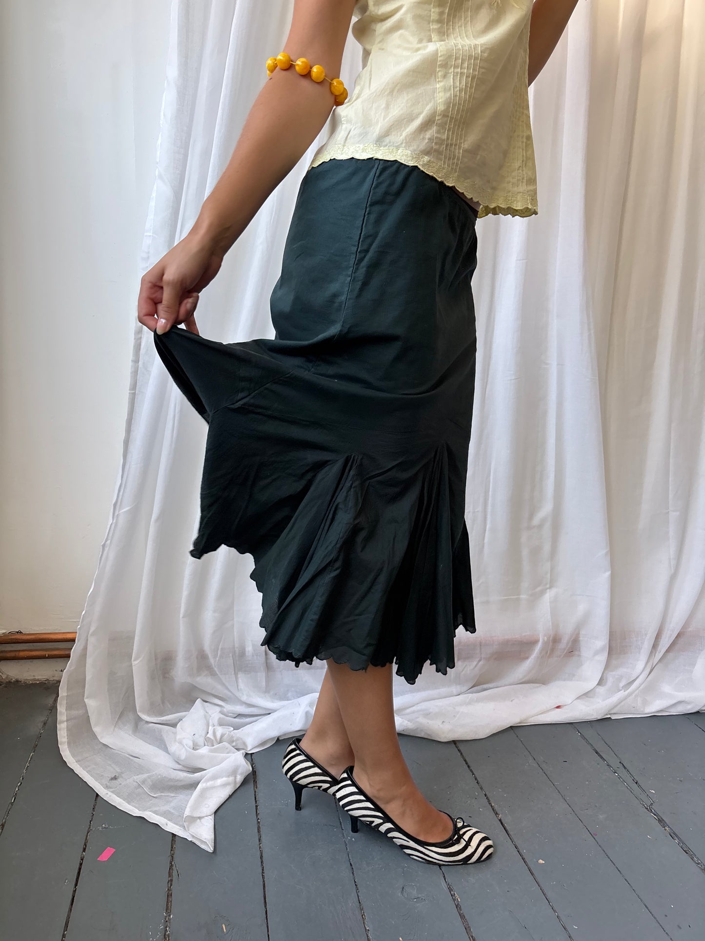 Chine Charcoal Midi Skirt