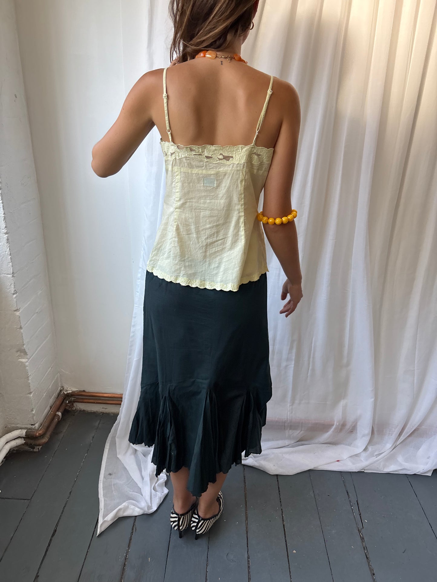 Chine Charcoal Midi Skirt