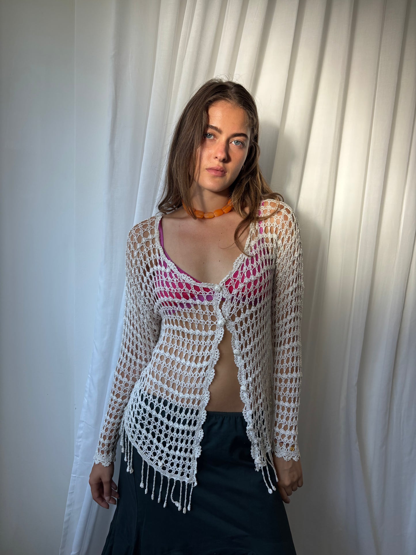 Yen White Crochet Cardigan