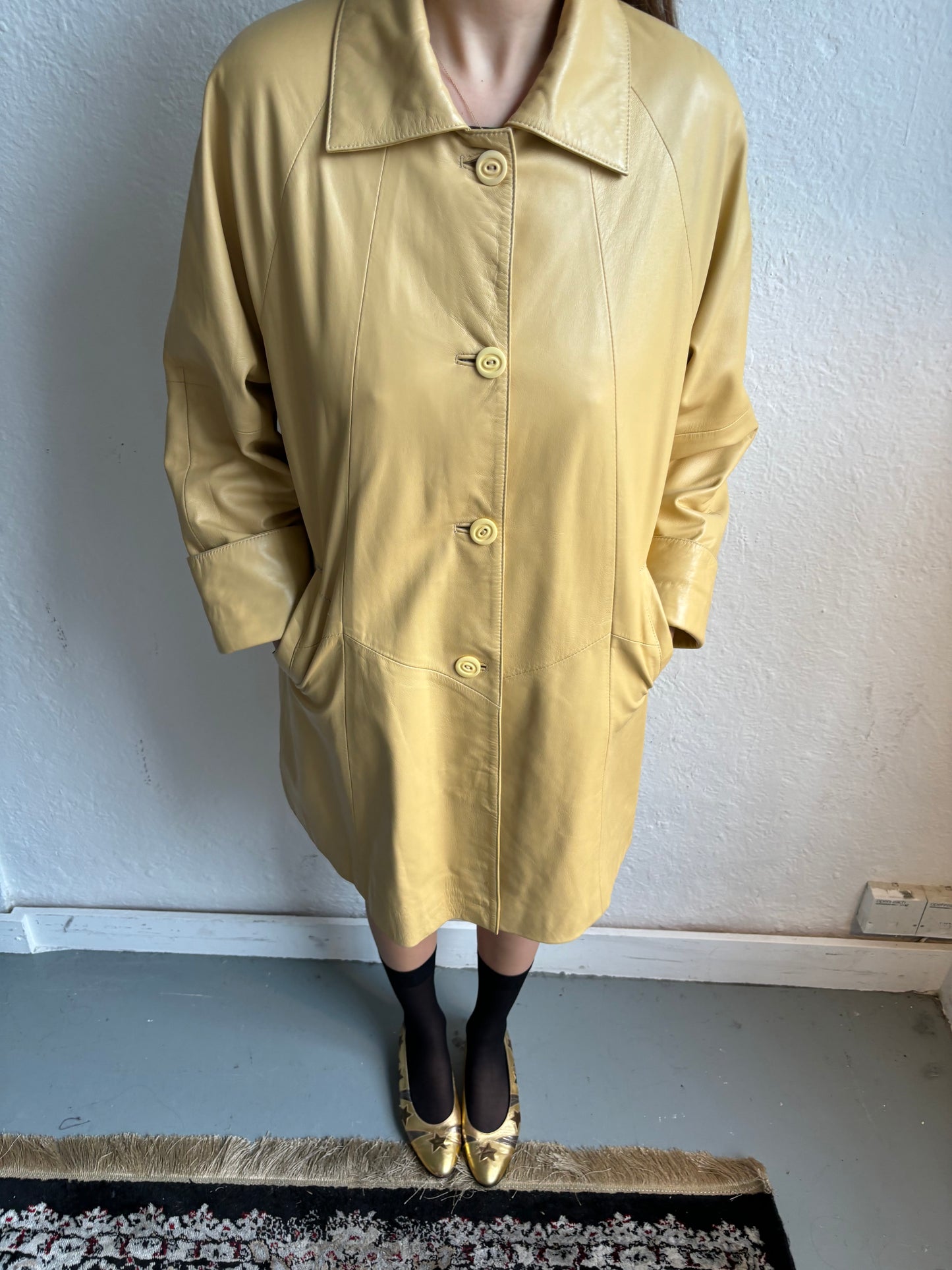 Arvalya Butter Yellow Leather Jacket